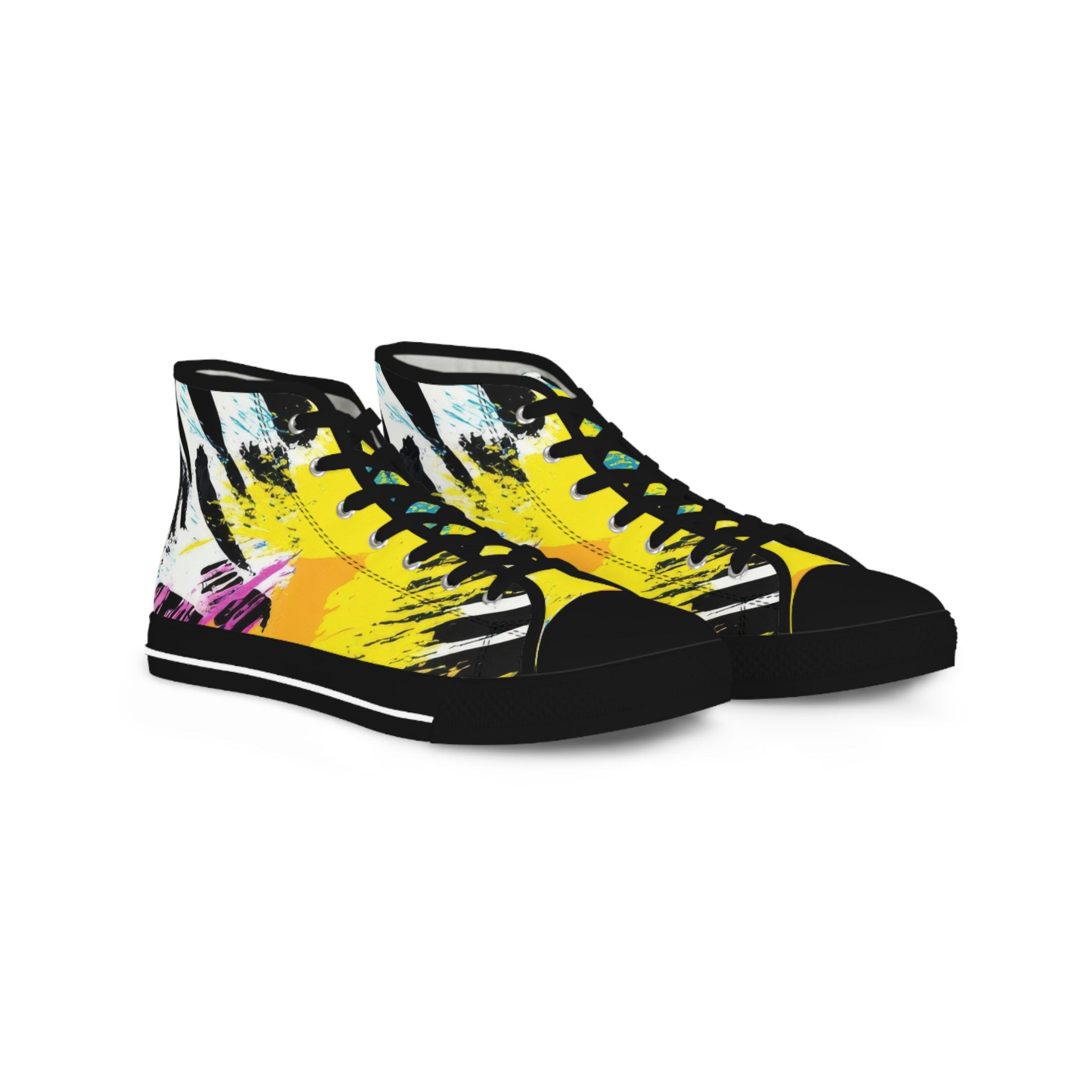 Zebra Stripes x Leopard Print x Paint Splatter II Multi-Color Men's High Top Sneakers, Artsulli - Art is Long, Life is Short, Shoes, Size, US 5, Color, Black sole, , , 19863497523680072010