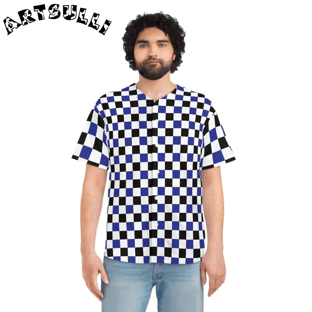 JAKKOUTTHEBXX Checkerboard II Blue White and Black Men’s Baseball