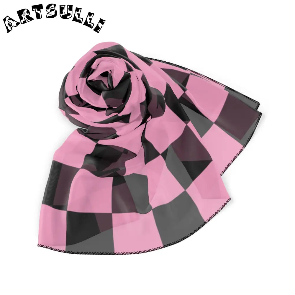 JAKKOUTTHEBXX Checkerboard Black and Pink Poly Scarf JAKKOUTTHEBXX