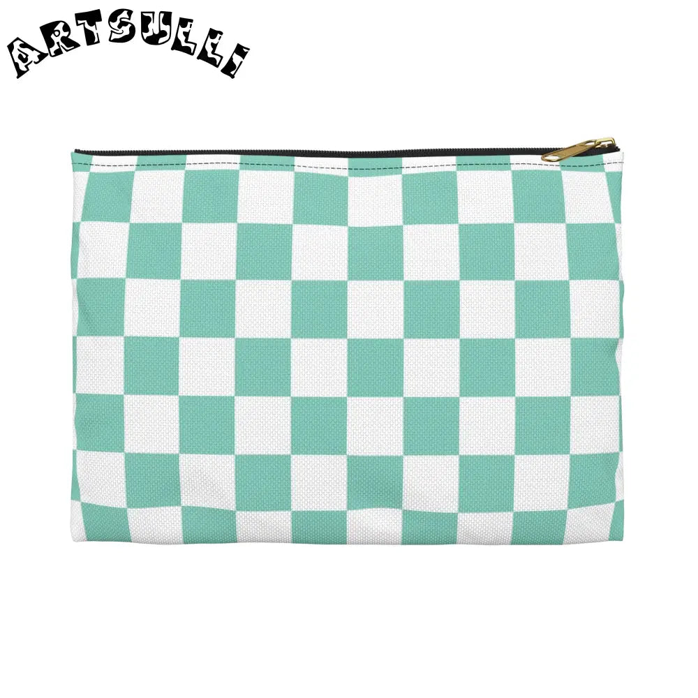 JAKKOUTTHEBXX Checkerboard Light Green Accessory Pouch JAKKOUTTHEBXX