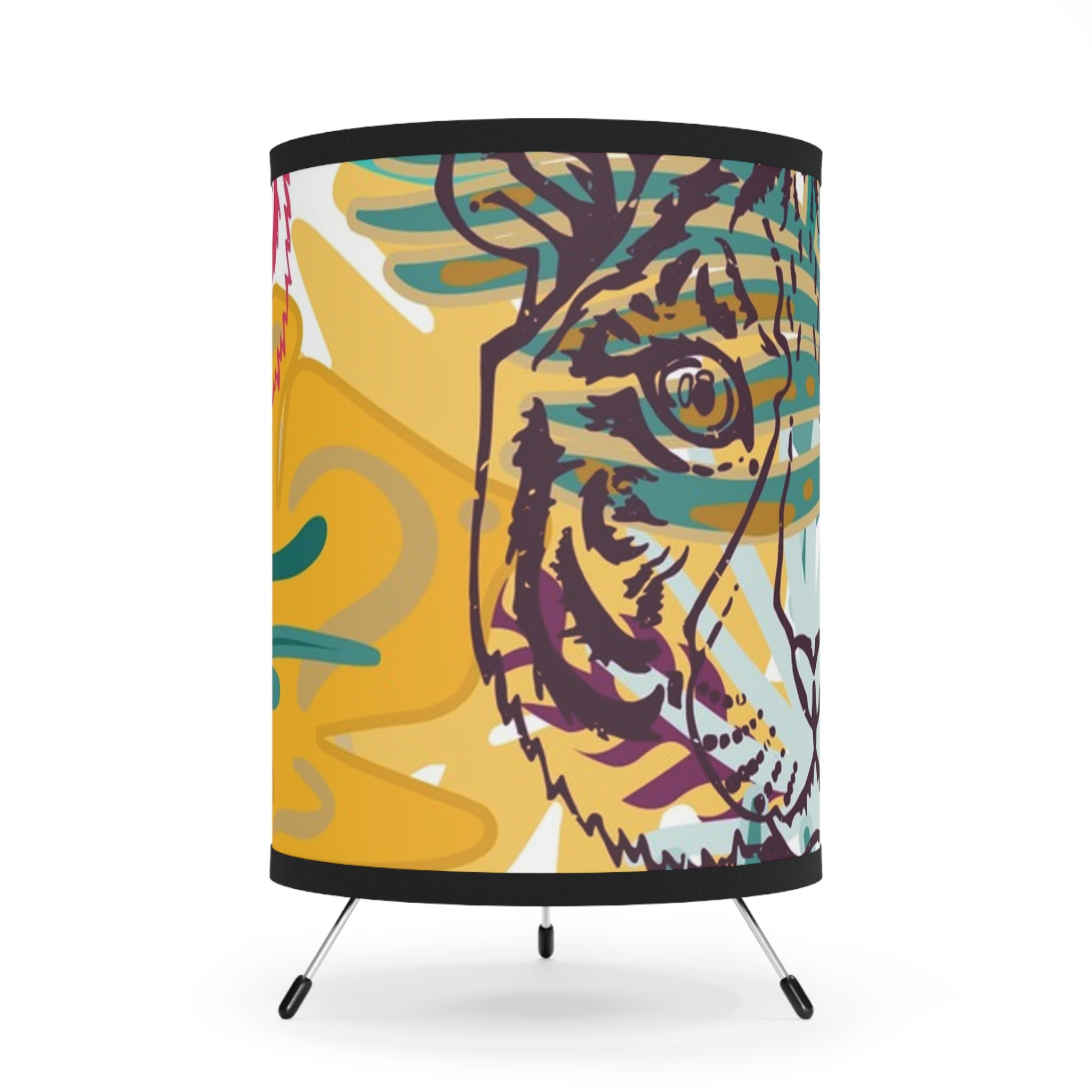 Tropical Jungle Tigers Brown and Green Tripod Lamp with High-Res Printed Shade, US\CA plug, Artsulli - Art is Long, Life is Short, Home Decor, Size, One size, Color, Black, , , 14520464867737