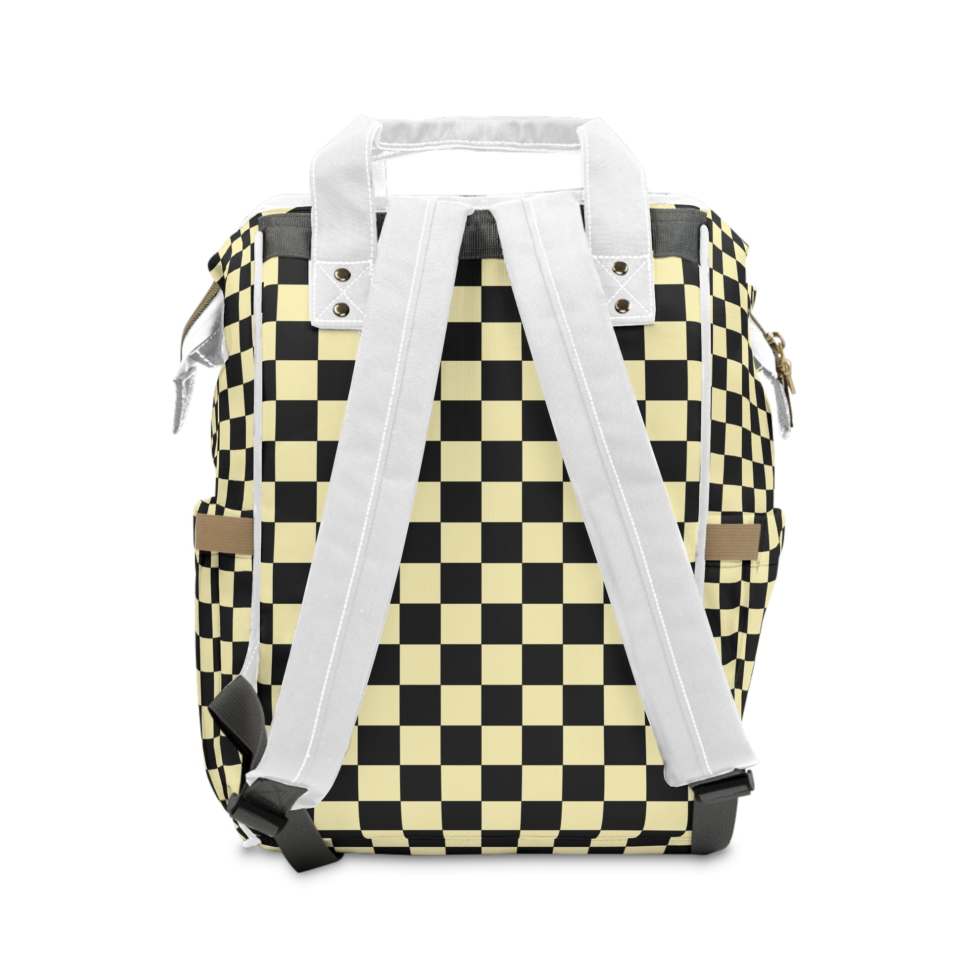Checkerboard Black and Yellow Multifunctional Diaper Backpack, Artsulli - Art is Long, Life is Short, Bags, , , , , , , 