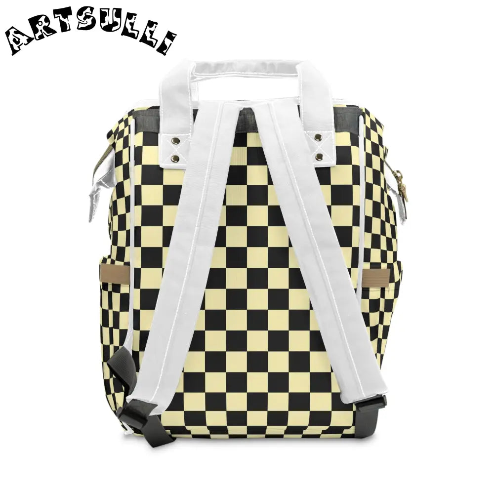 JAKKOUTTHEBXX Checkerboard Black and Yellow Multifunctional Diaper