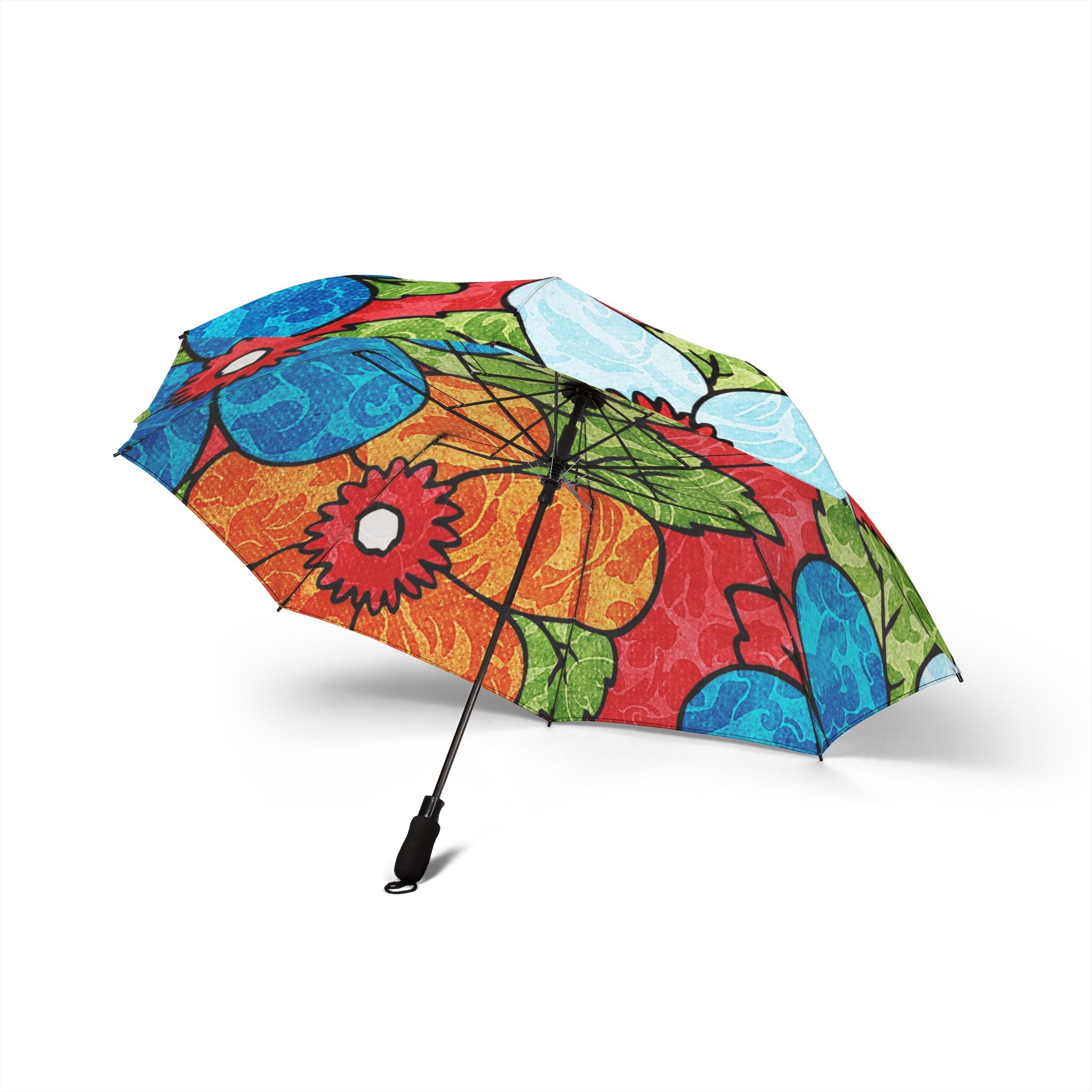 Groovy Red Floral Kl Semi-Automatic Foldable Umbrella, Artsulli - Art is Long, Life is Short, Accessories, , , , , , , 