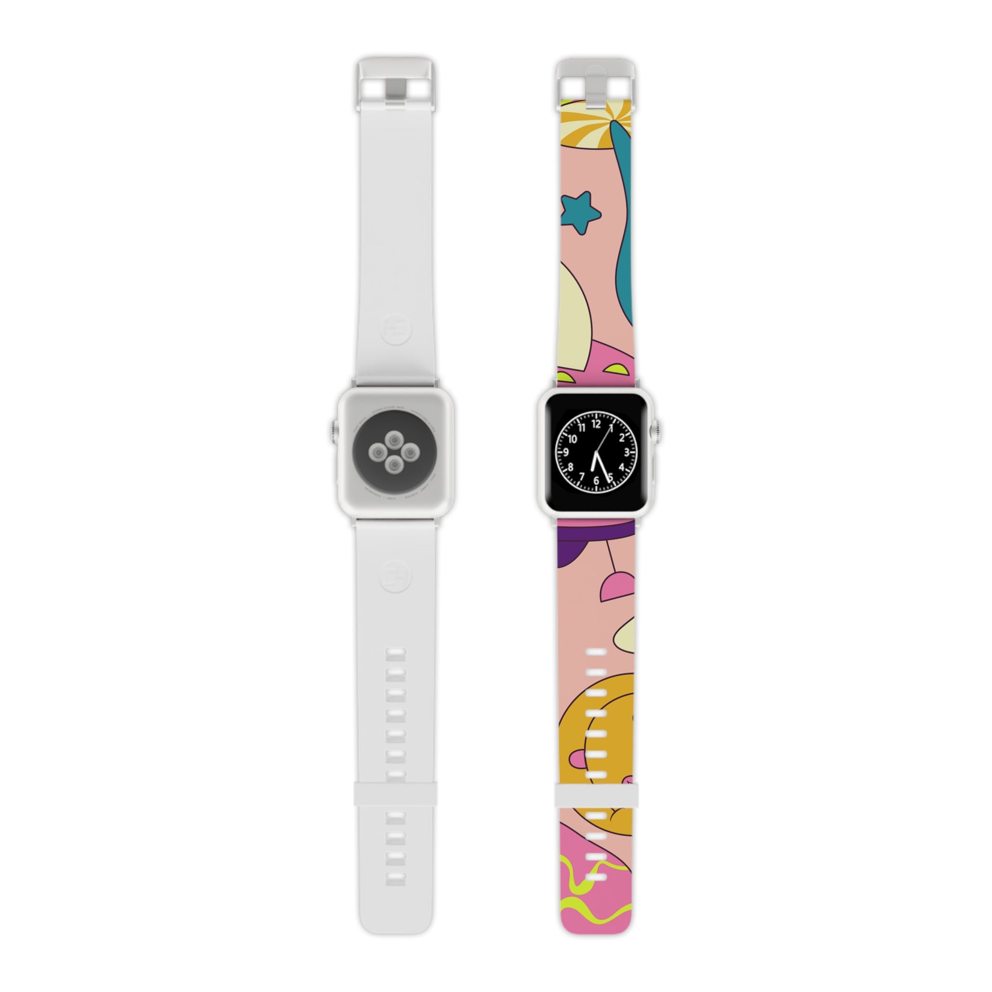 Trippy Spaceships Pink Watch Band for Apple Watch, Artsulli - Art is Long, Life is Short, Accessories, Size, 8'' × 0.75'' / 42 - 44 mm, Color, Silver, , , 14068591709399
