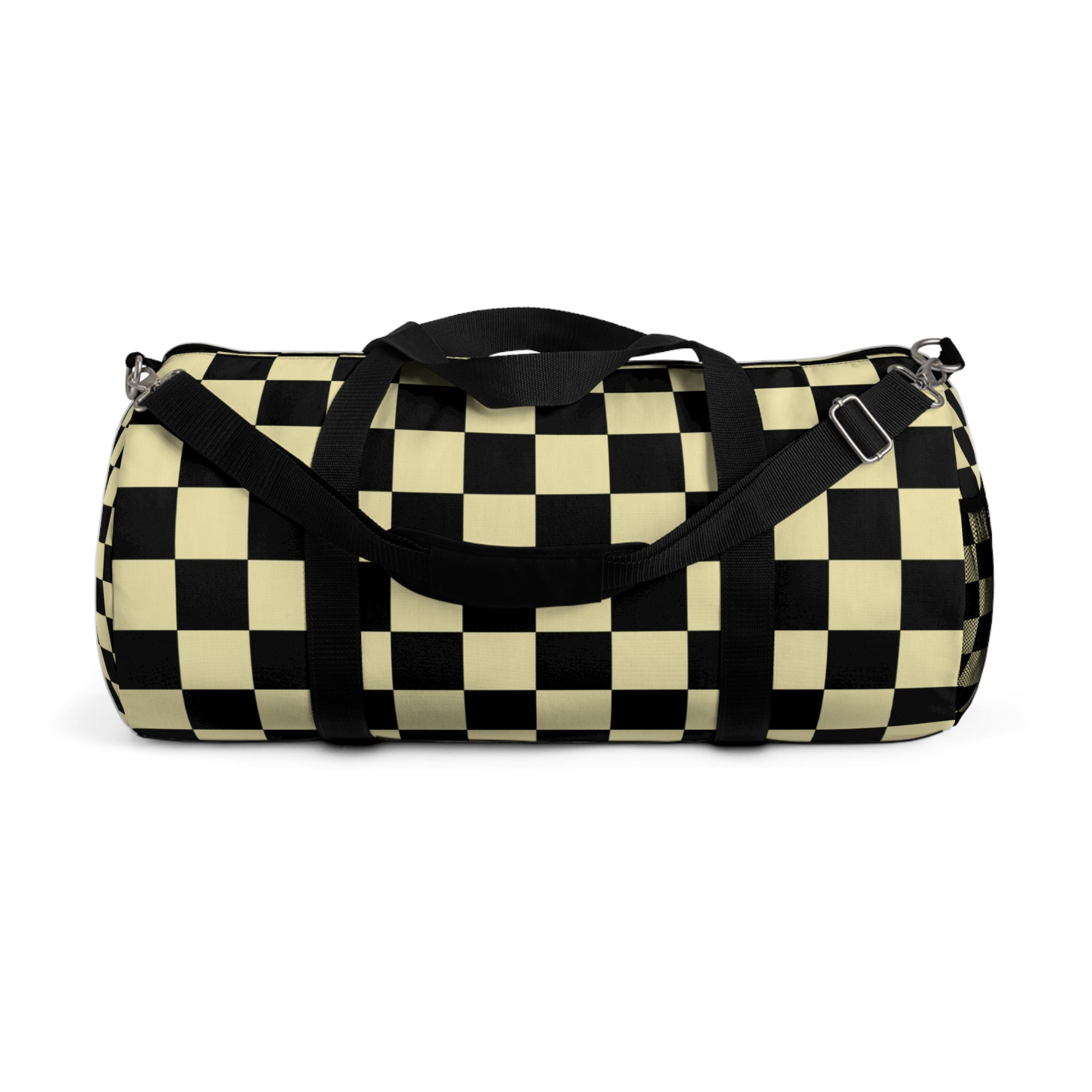 Checkerboard Black and Yellow Duffel Bag, Artsulli - Art is Long, Life is Short, Bags, Size, Large, , , , , 10622101906560297100