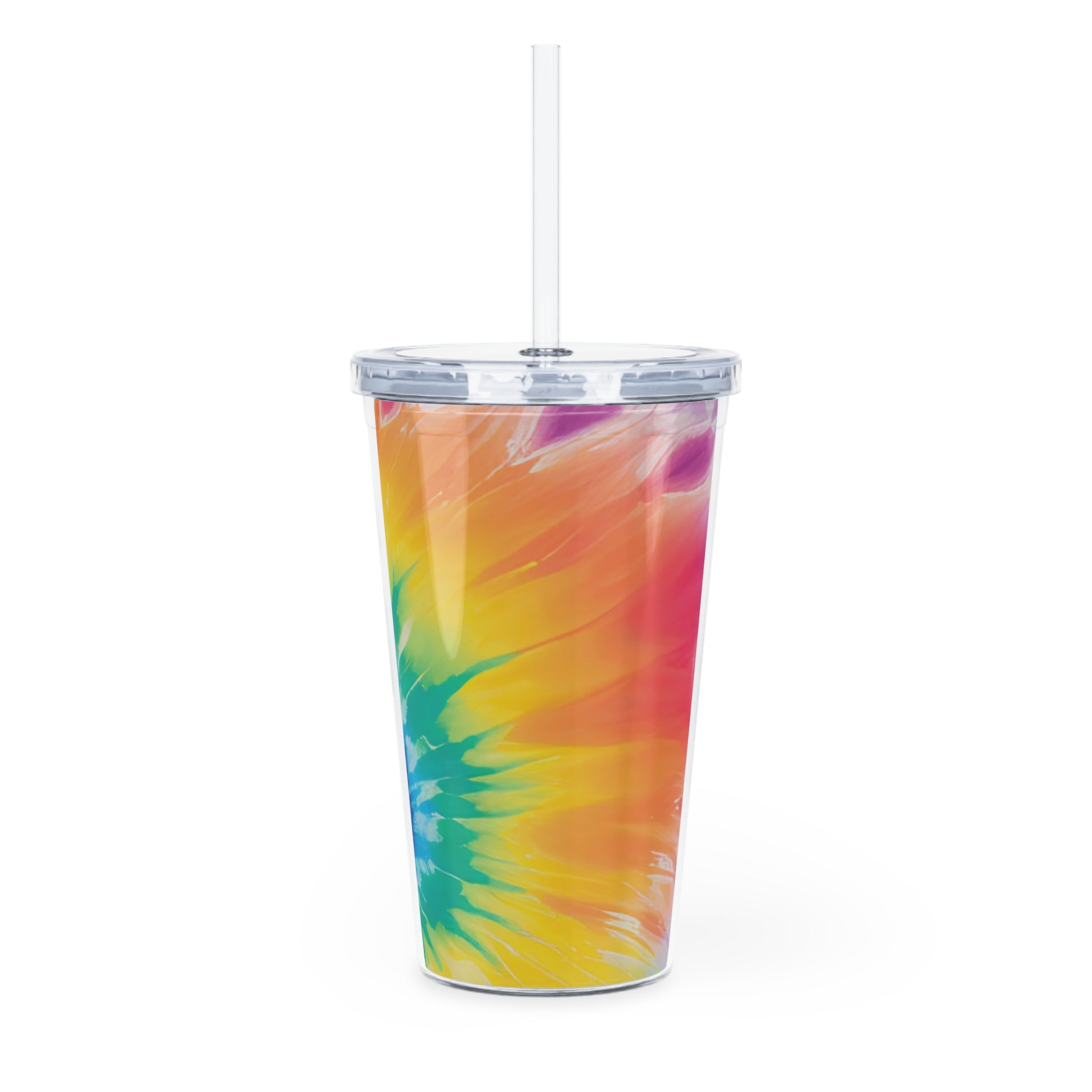 Tie Dye Plastic Tumbler with Straw, Artsulli - Art is Long, Life is Short, Mug, , , , , , , 