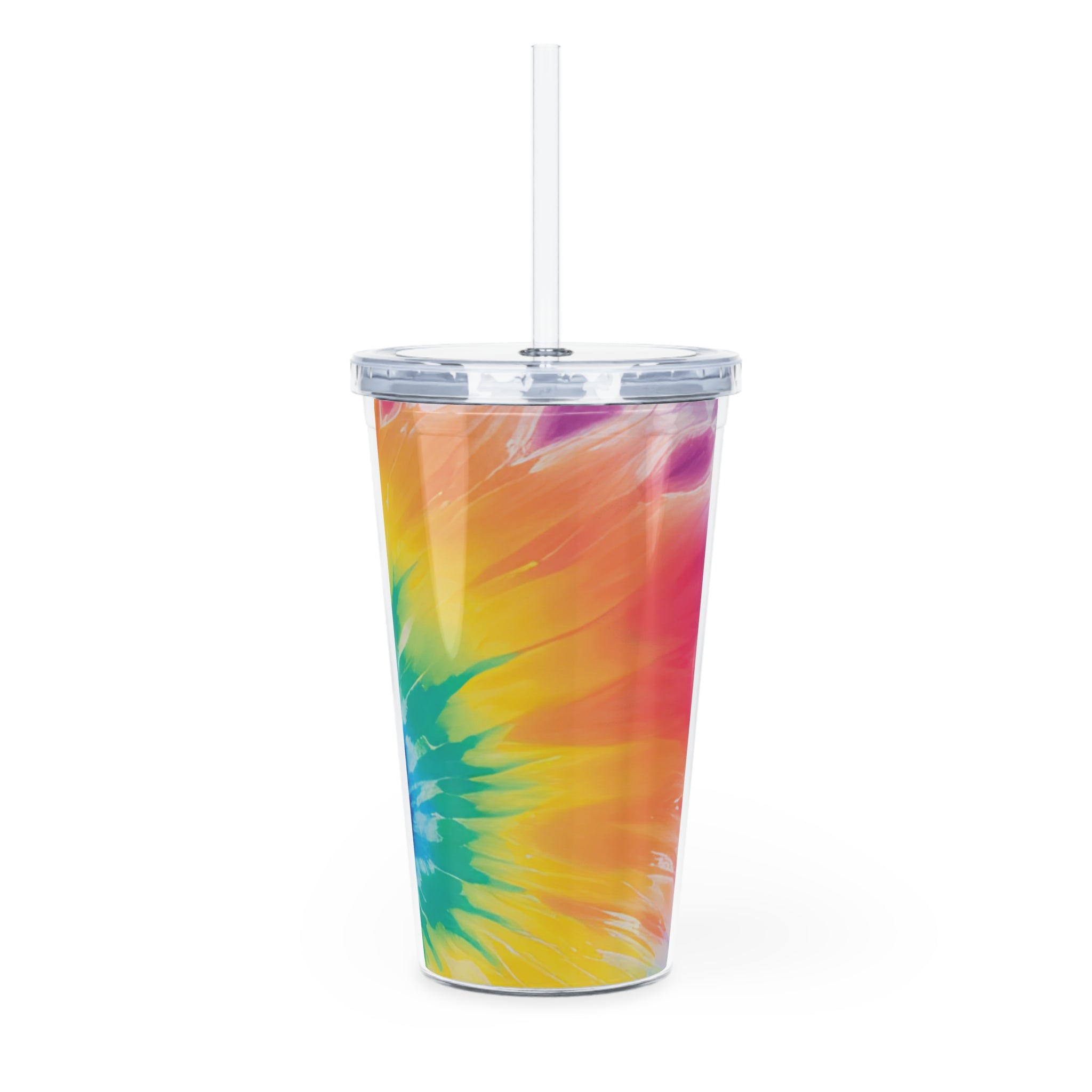 Tie Dye Plastic Tumbler with Straw, Artsulli - Art is Long, Life is Short, Mug, , , , , , , 