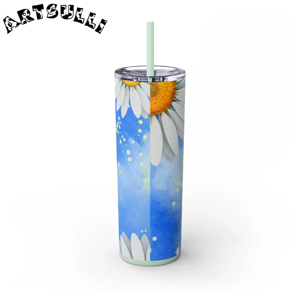 JAKKOUTTHEBXX Daisies Skinny Tumbler with Straw 20oz JAKKOUTTHEBXX