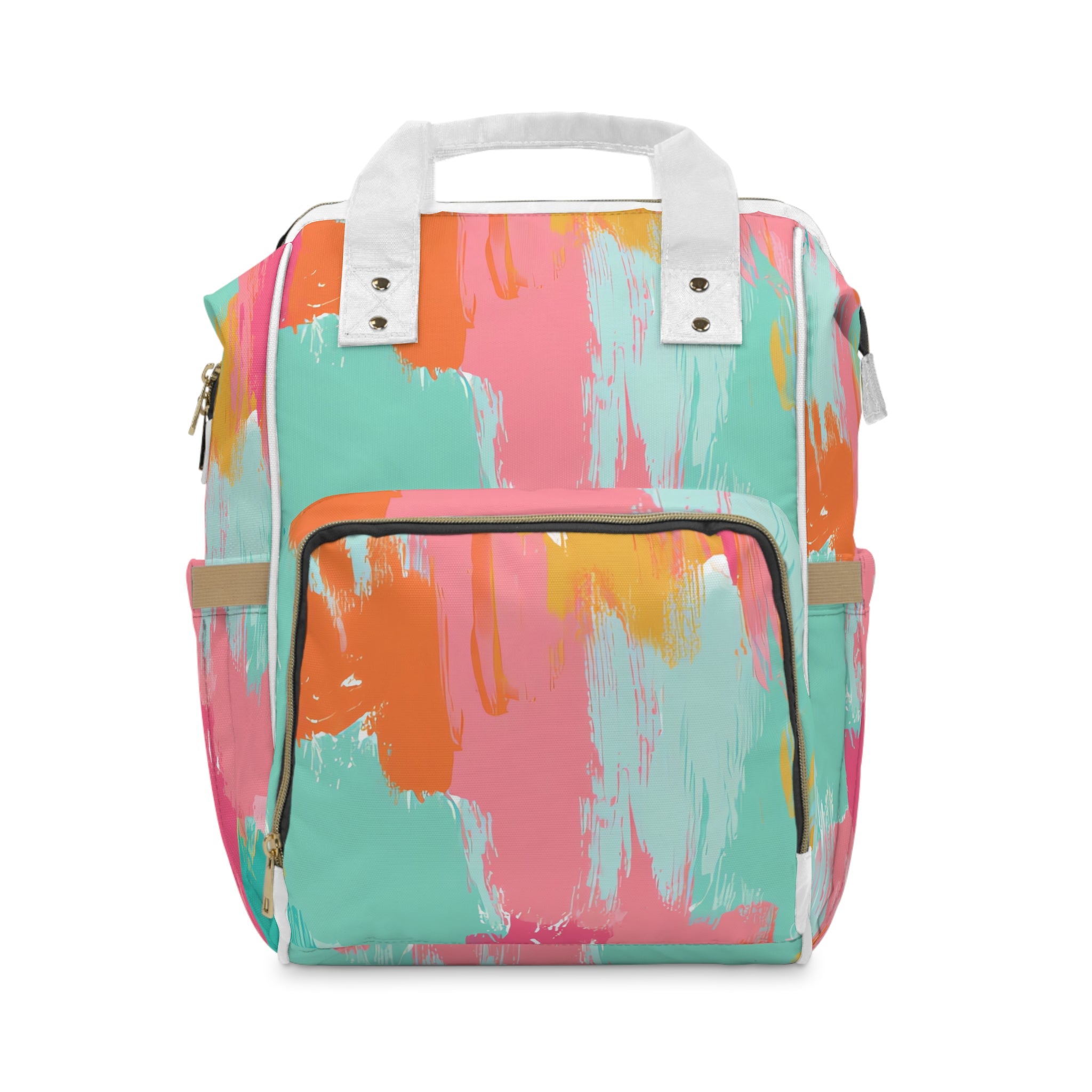 Preppy Pixel Bloom Multifunctional Diaper Backpack, Artsulli - Art is Long, Life is Short, Bags, Size, 15.0" × 10.8" × 6.7'', , , , , 15619367588493579982