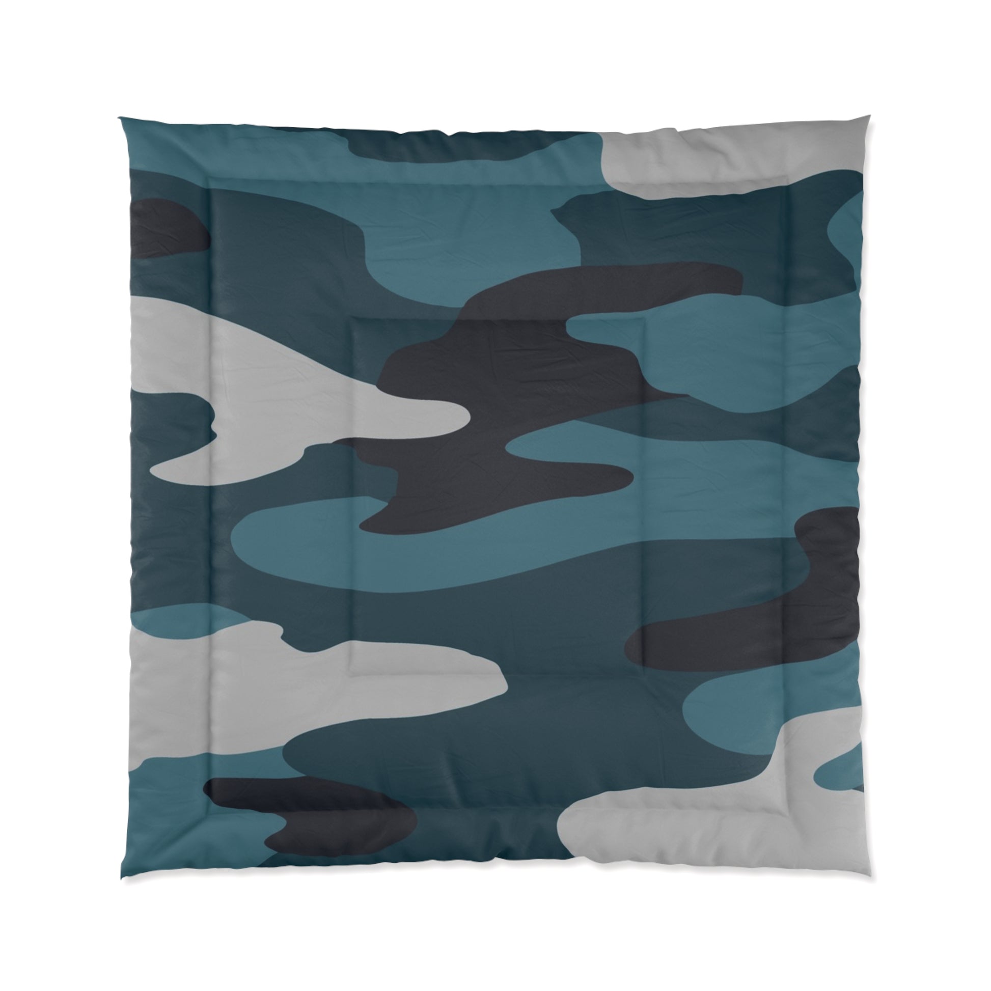 Blue Camouflage Comforter, Artsulli - Art is Long, Life is Short, Home Decor, Size, 88" × 88", , , , , 98595546136875