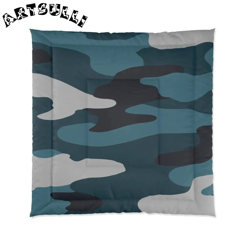 JAKKOUTTHEBXX Blue Camouflage Comforter JAKKOUTTHEBXX Artsulli - Art