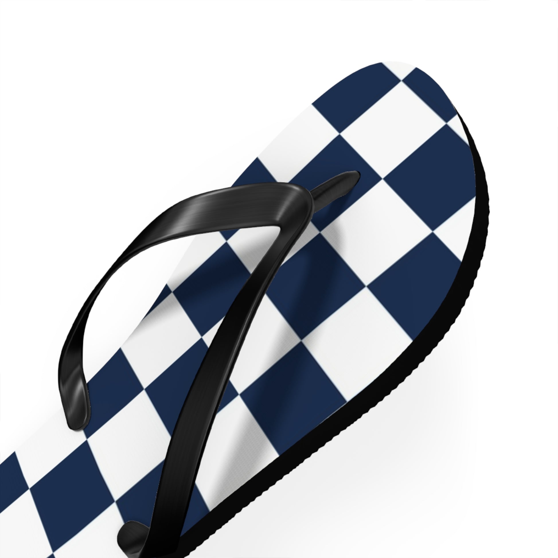 Checkerboard White and Navy Blue Flip Flops, Artsulli - Art is Long, Life is Short, Shoes, , , , , , , 