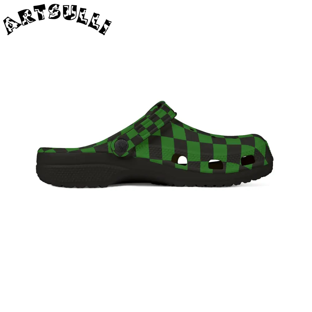 JAKKOUTTHEBXX Checkerboard Green and Black EVA Foam Rubber Shoes