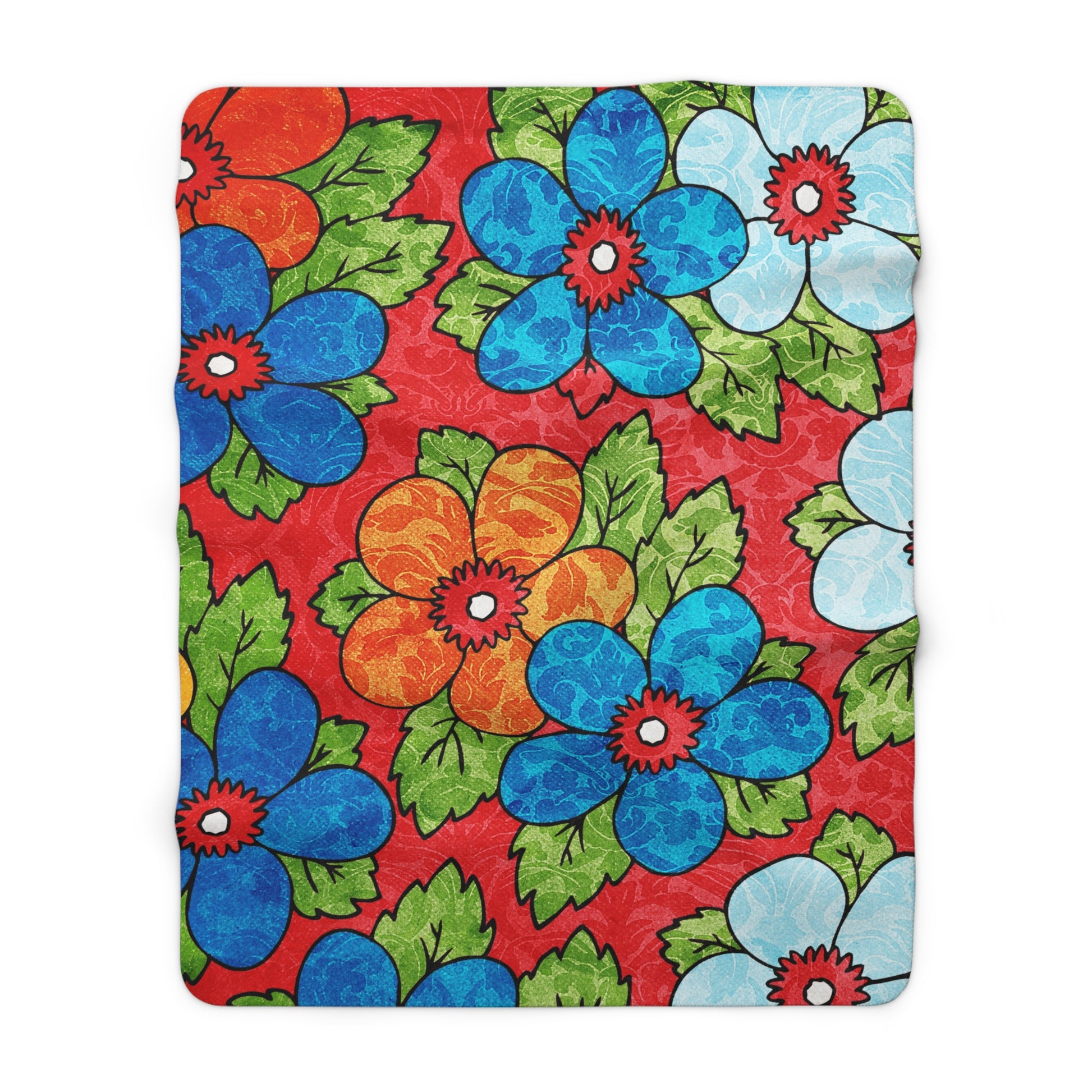 Groovy Red Floral Kl Sherpa Fleece Blanket, Artsulli - Art is Long, Life is Short, Home Decor, Size, 60" × 80", , , , , 47895848083884404535