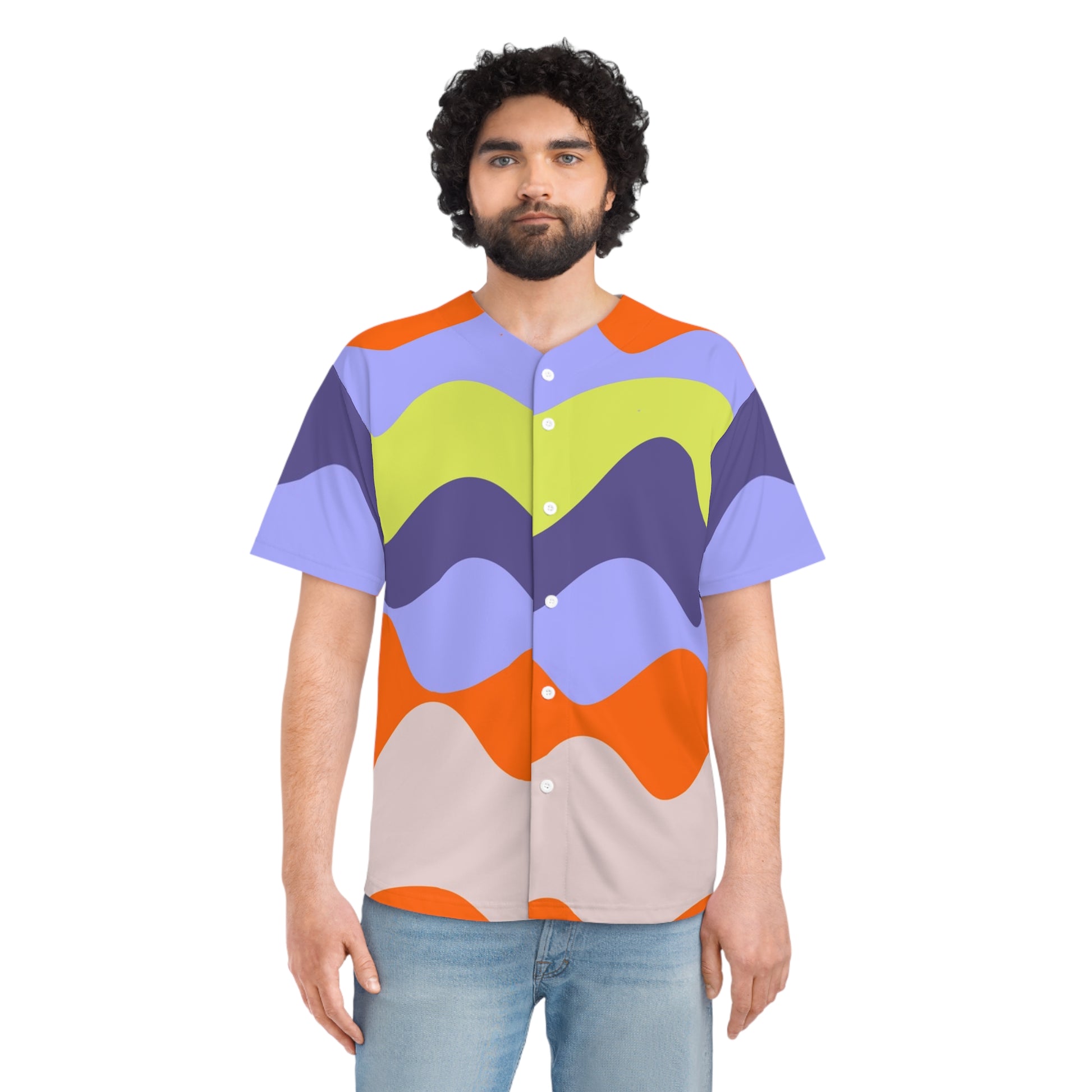 Waves Red and Blue Men's Baseball Jersey (AOP), Artsulli - Art is Long, Life is Short, All Over Prints, , , , , , , 