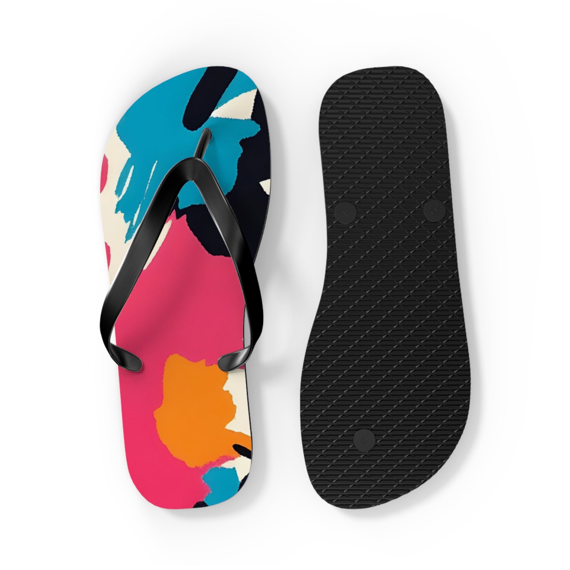 Wild Brush Strokes x Animal Print Multi-Color Flip Flops, Artsulli - Art is Long, Life is Short, Shoes, , , , , , , 