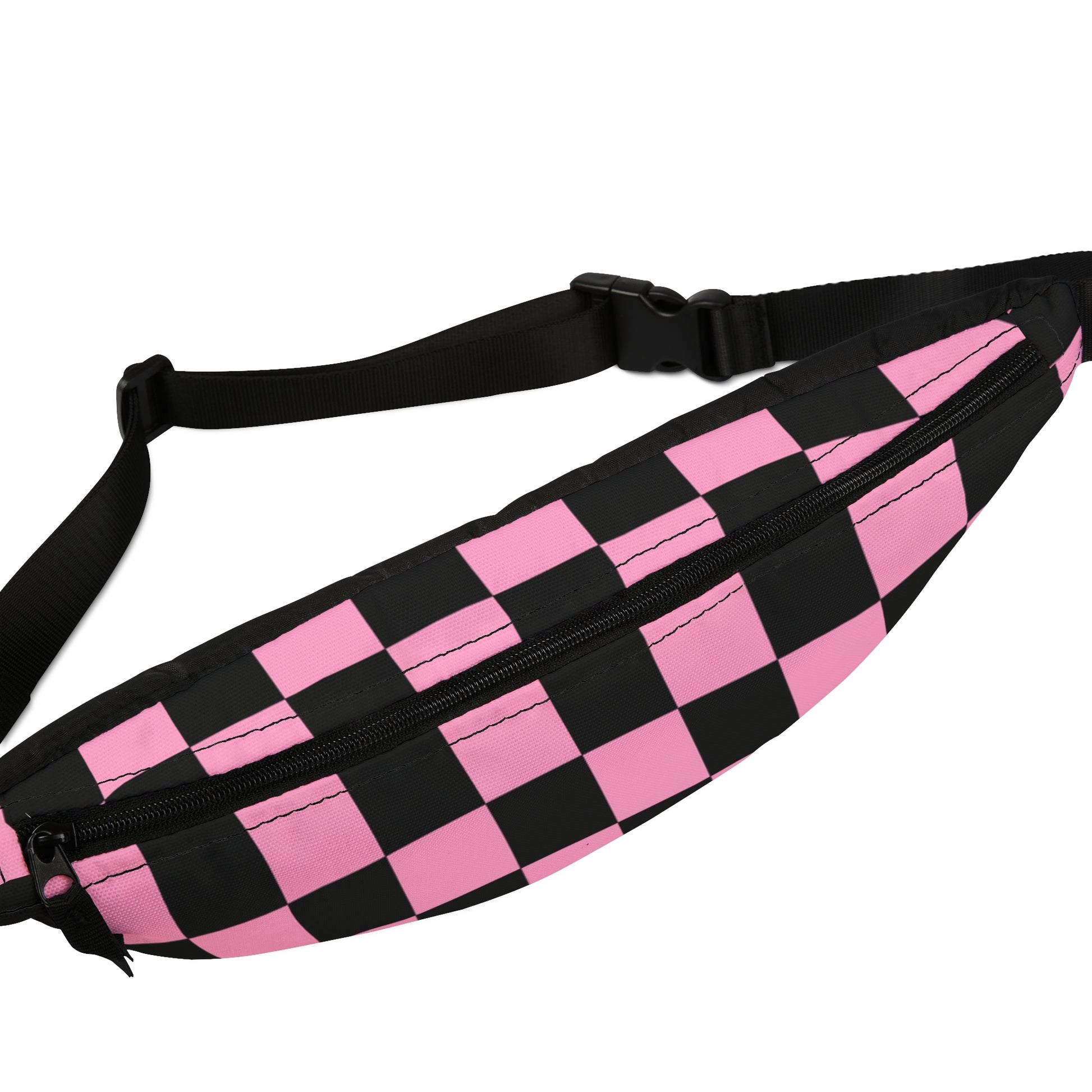 Checkerboard Black and Pink Fanny Pack, Artsulli - Art is Long, Life is Short, Bags, , , , , , , 