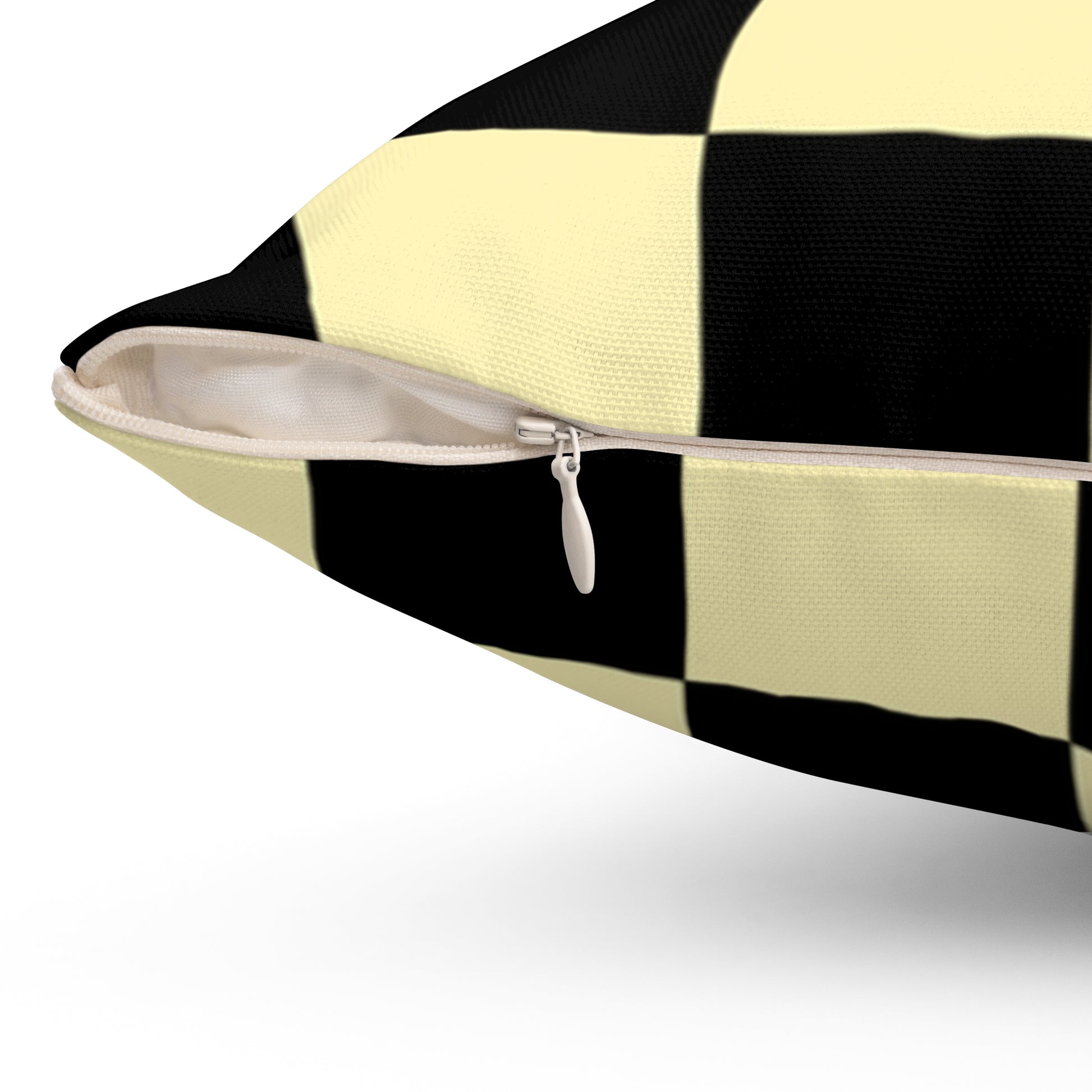 Checkerboard Black and Yellow Spun Polyester Square Pillow, Artsulli - Art is Long, Life is Short, Home Decor, , , , , , , 