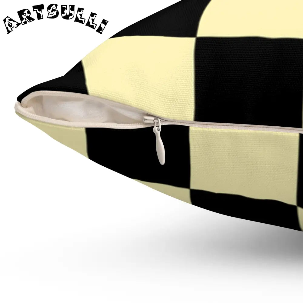 JAKKOUTTHEBXX Checkerboard Black and Yellow Spun Polyester Square