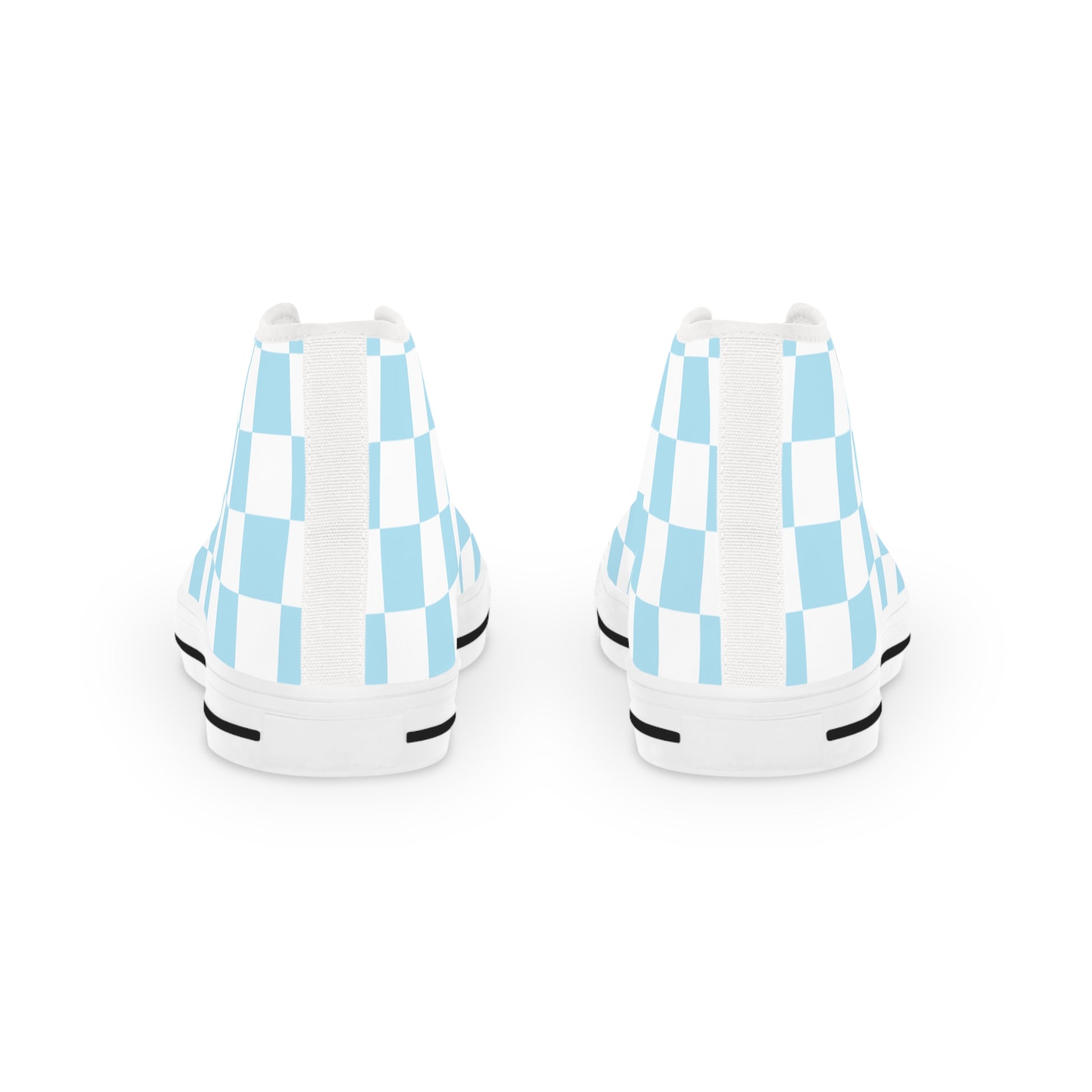 Checkerboard Sky Blue Men's High Top Sneakers, Artsulli - Art is Long, Life is Short, Shoes, , , , , , , 