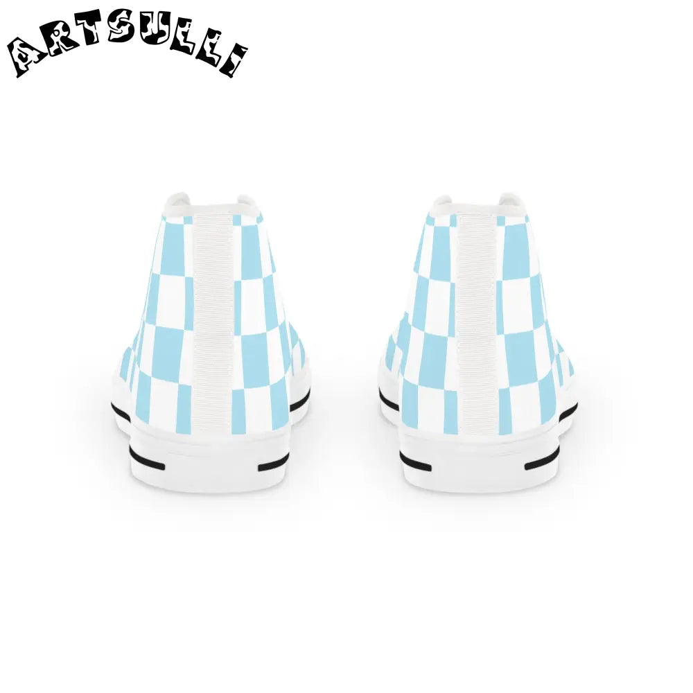 JAKKOUTTHEBXX Checkerboard Sky Blue Men’s High Top Sneakers
