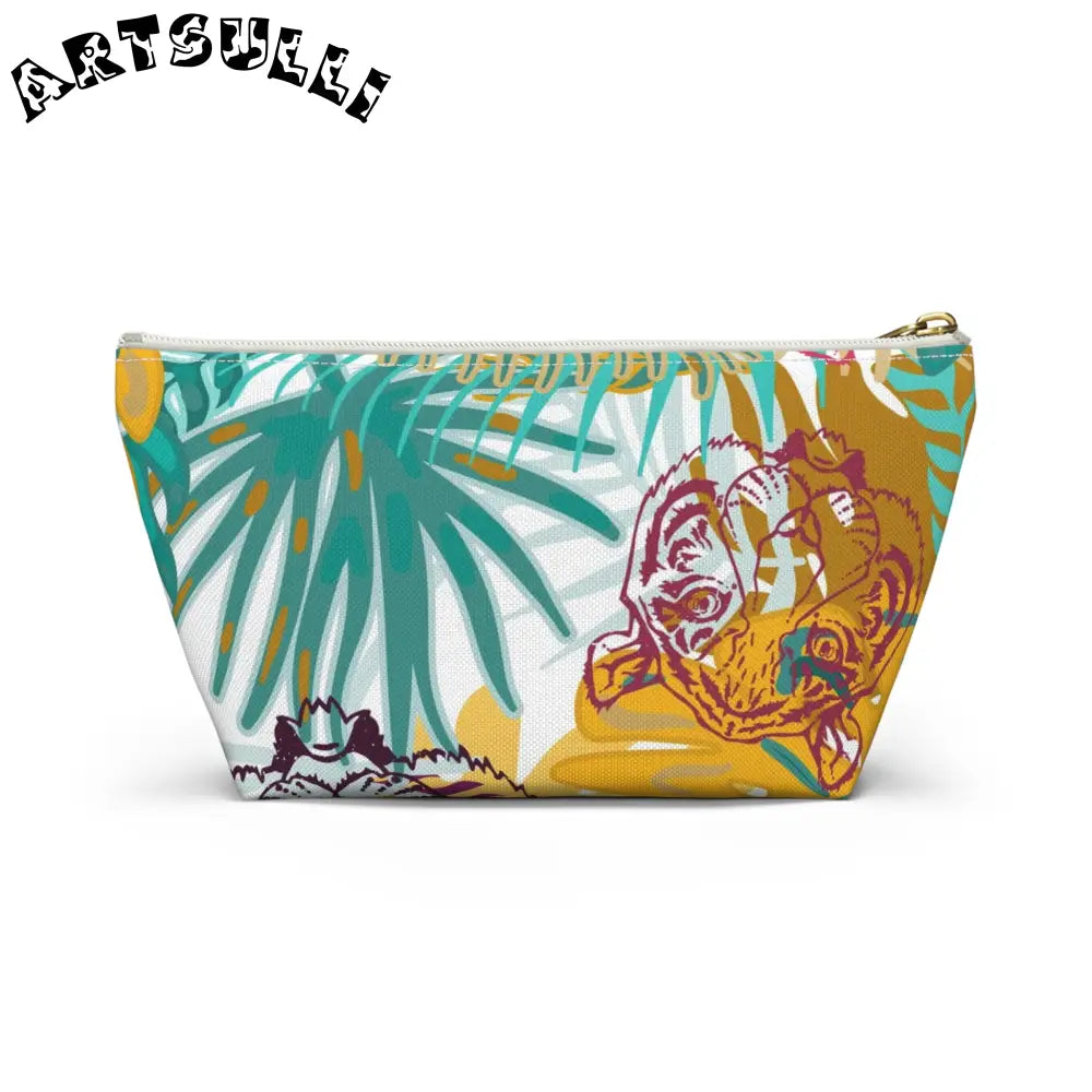 JAKKOUTTHEBXX Tropical Jungle Tigers Brown and Green Accessory Pouch