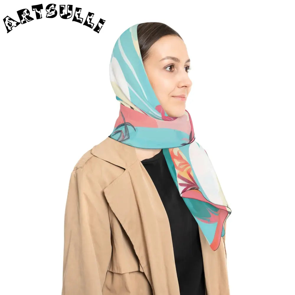 JAKKOUTTHEBXX Tropical Palm Beach Paradise Multi-Color Poly Scarf