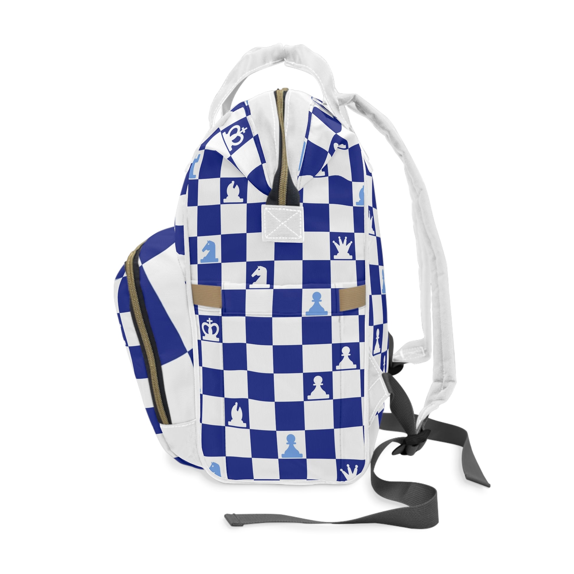 Chessboard Navy Blue Multifunctional Diaper Backpack, Artsulli - Art is Long, Life is Short, Bags, , , , , , , 
