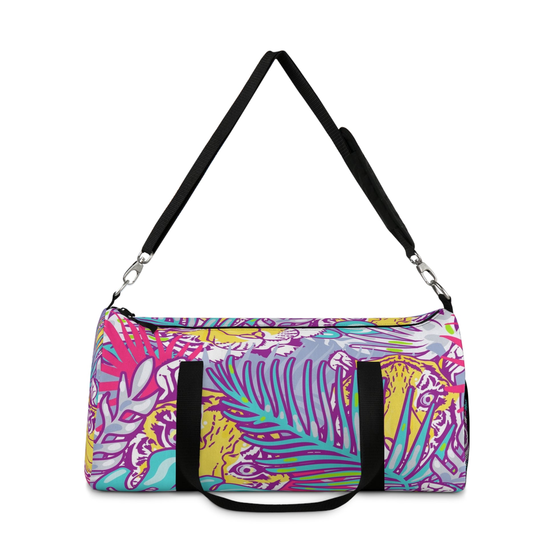 Tropical Floral Tigers Torquise and Purple Duffel Bag, Artsulli - Art is Long, Life is Short, Bags, , , , , , , 