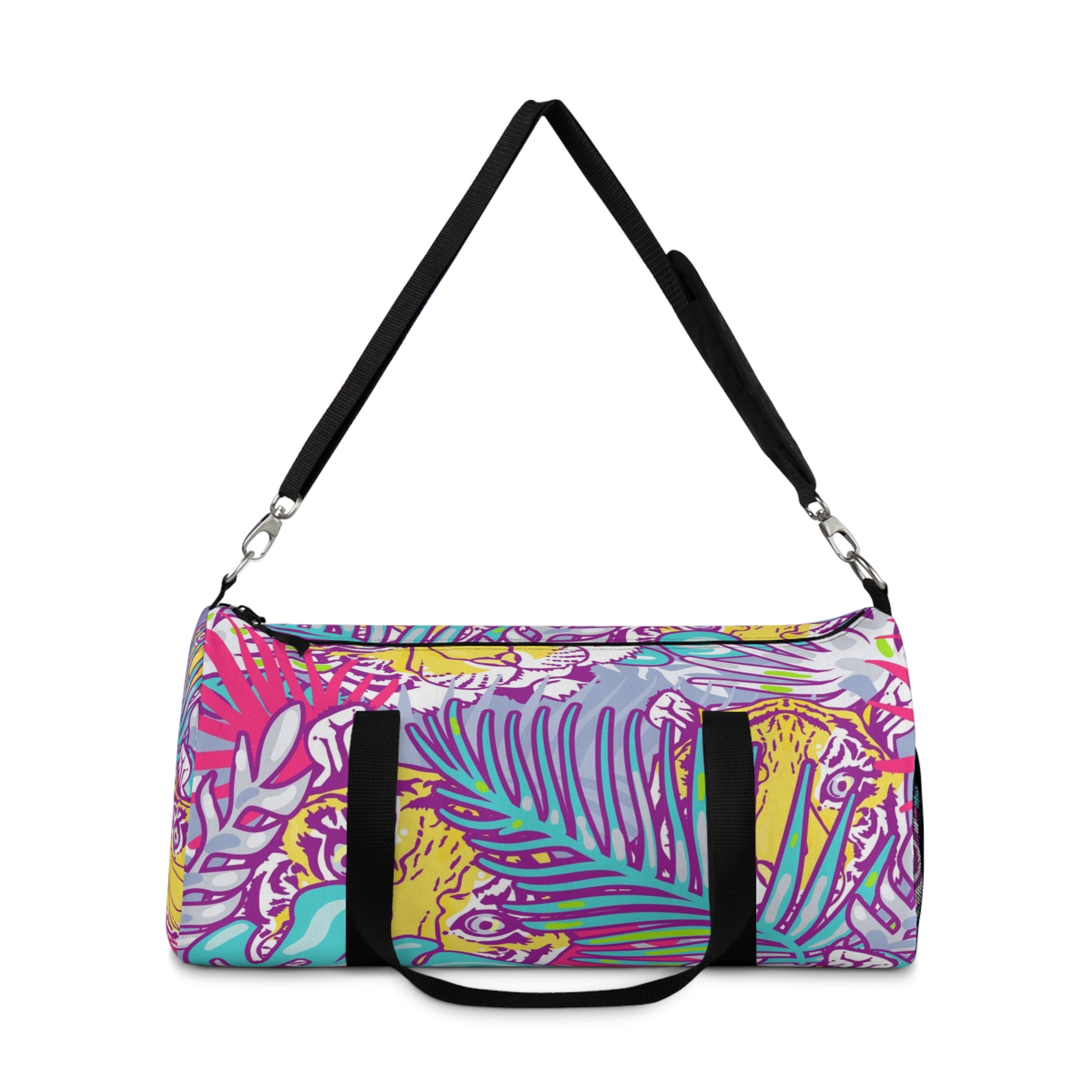 Tropical Floral Tigers Torquise and Purple Duffel Bag, Artsulli - Art is Long, Life is Short, Bags, , , , , , , 