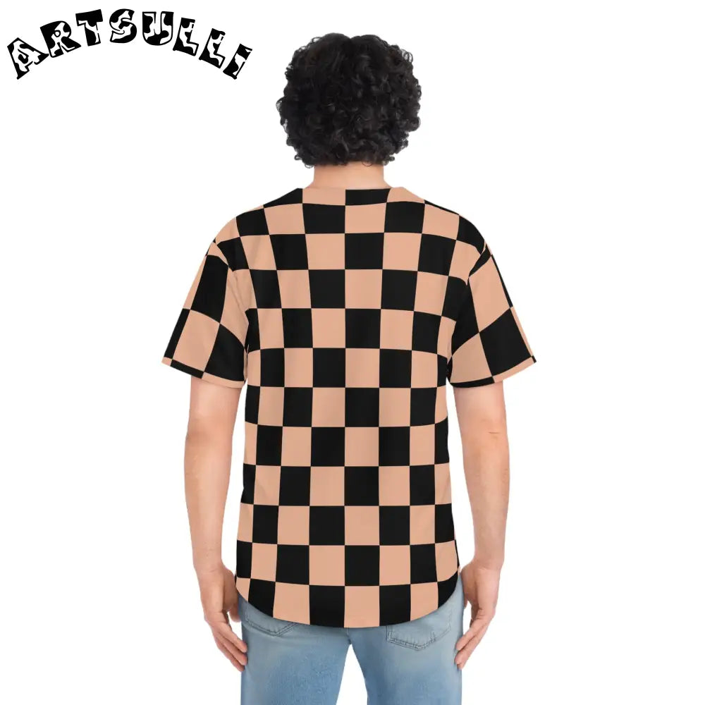 JAKKOUTTHEBXX Checkerboard Soft Orange and Black Men’s Baseball