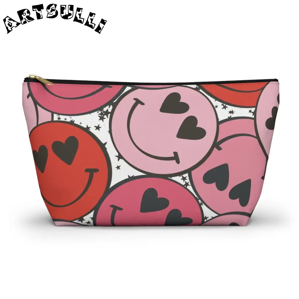 JAKKOUTTHEBXX Smiley Face x Heart Eyes Pink and Red Accessory Pouch