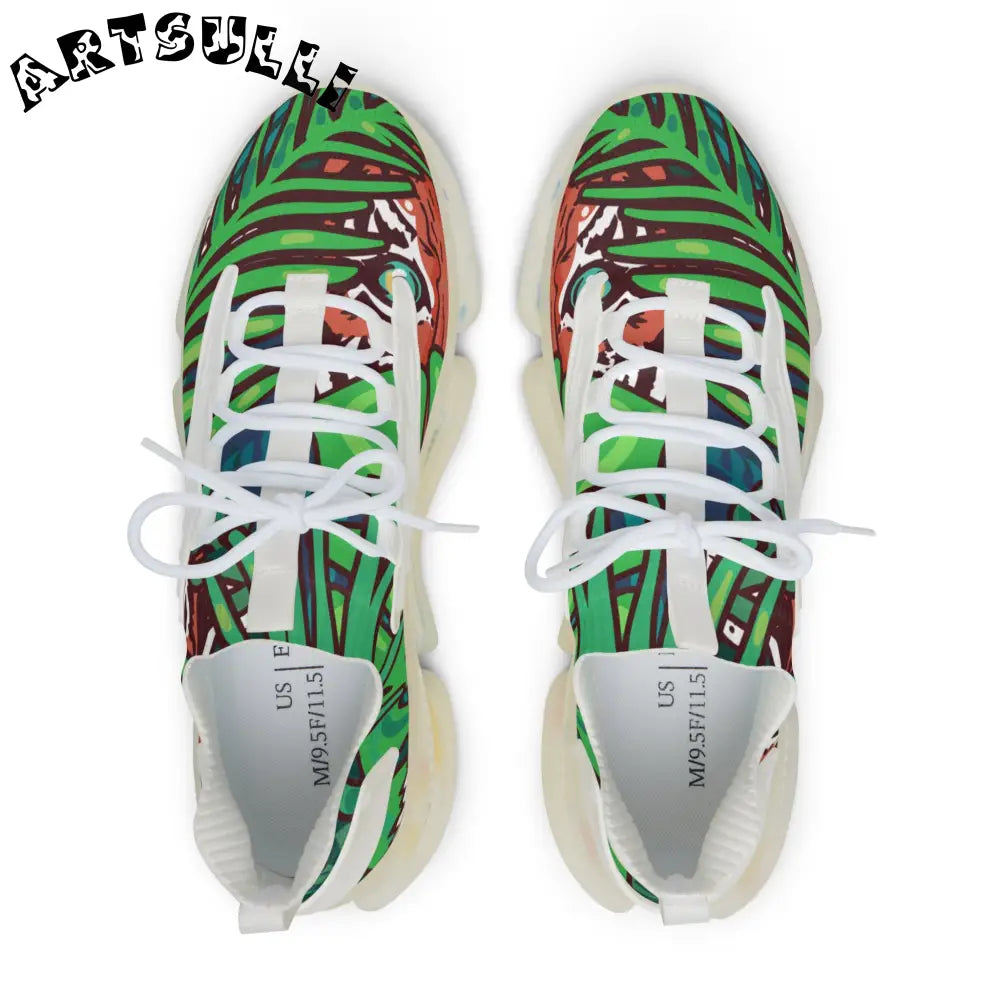 JAKKOUTTHEBXX Tropical Jungle Tigers Green Men’s Mesh Sneakers