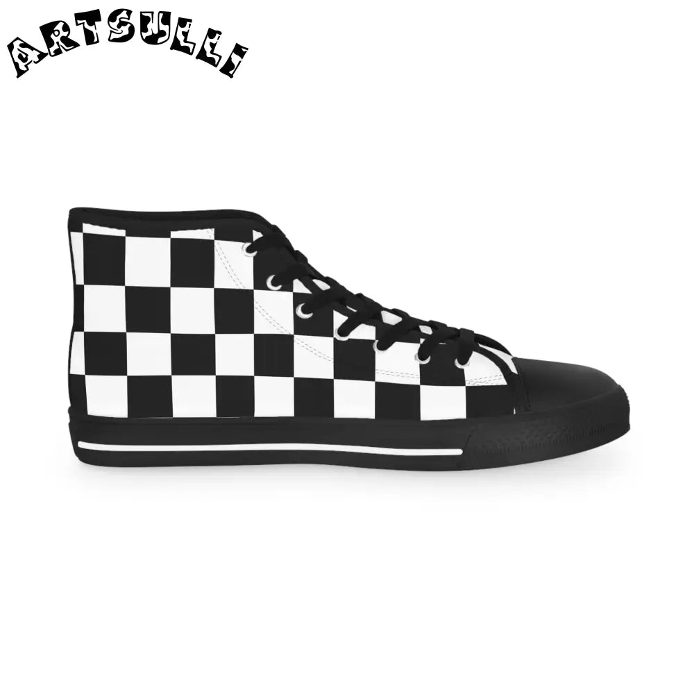 JAKKOUTTHEBXX Checkerboard Black and White Men’s High Top Sneakers