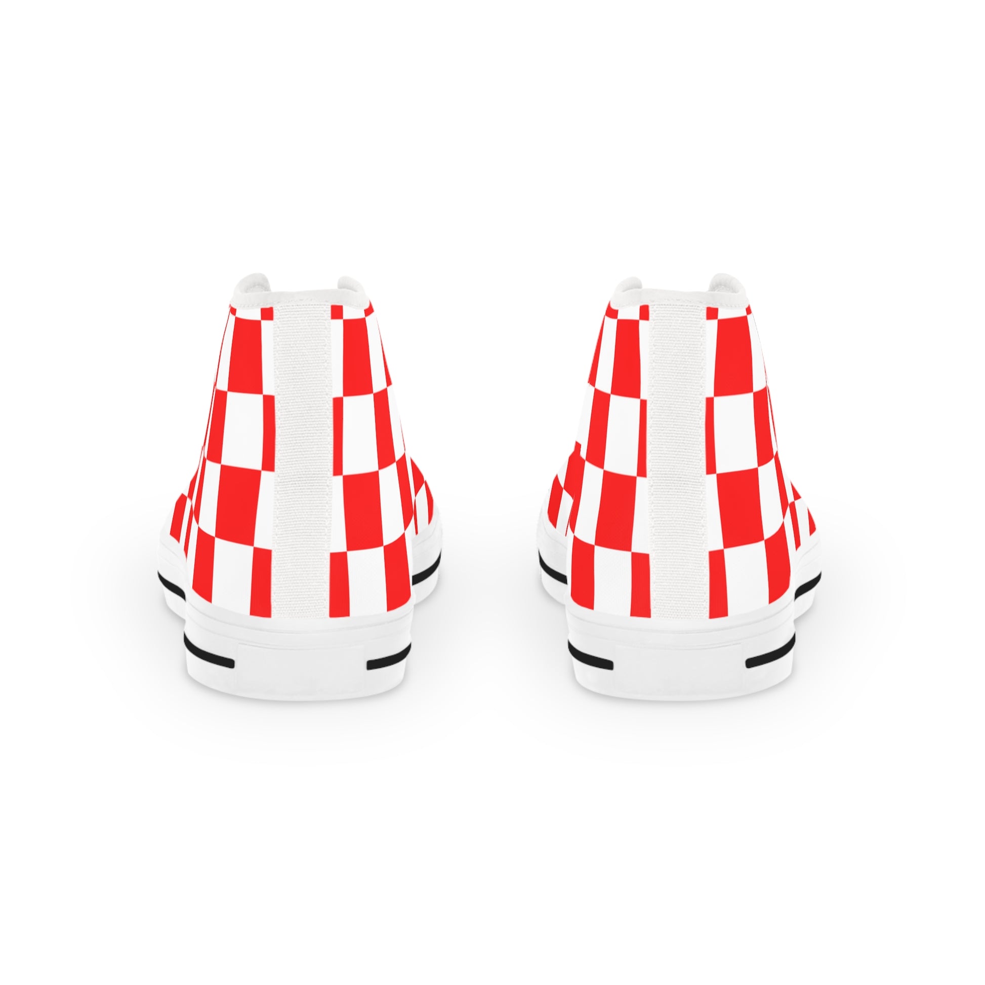 Checkerboard Red and White Men's High Top Sneakers, Artsulli - Art is Long, Life is Short, Shoes, , , , , , , 