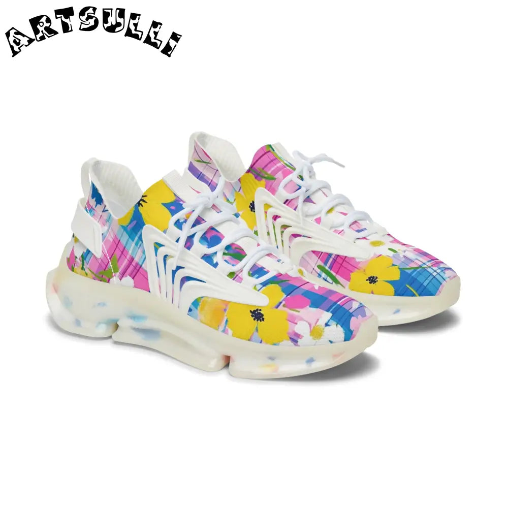 JAKKOUTTHEBXX Plaid Garden Pink and Purple Women’s Mesh Sneakers