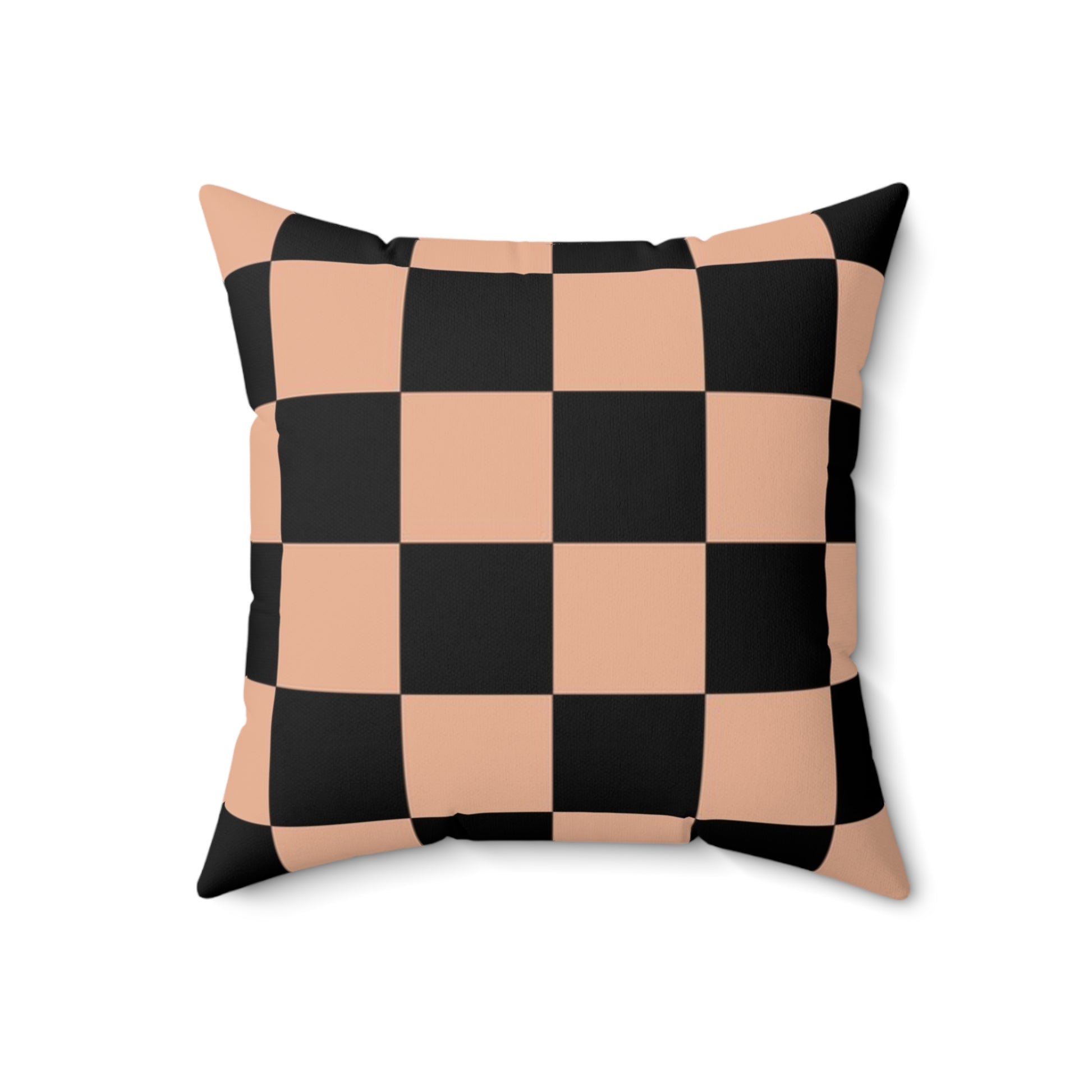 Checkerboard Soft Orange and Black Spun Polyester Square Pillow, Artsulli - Art is Long, Life is Short, Home Decor, , , , , , , 