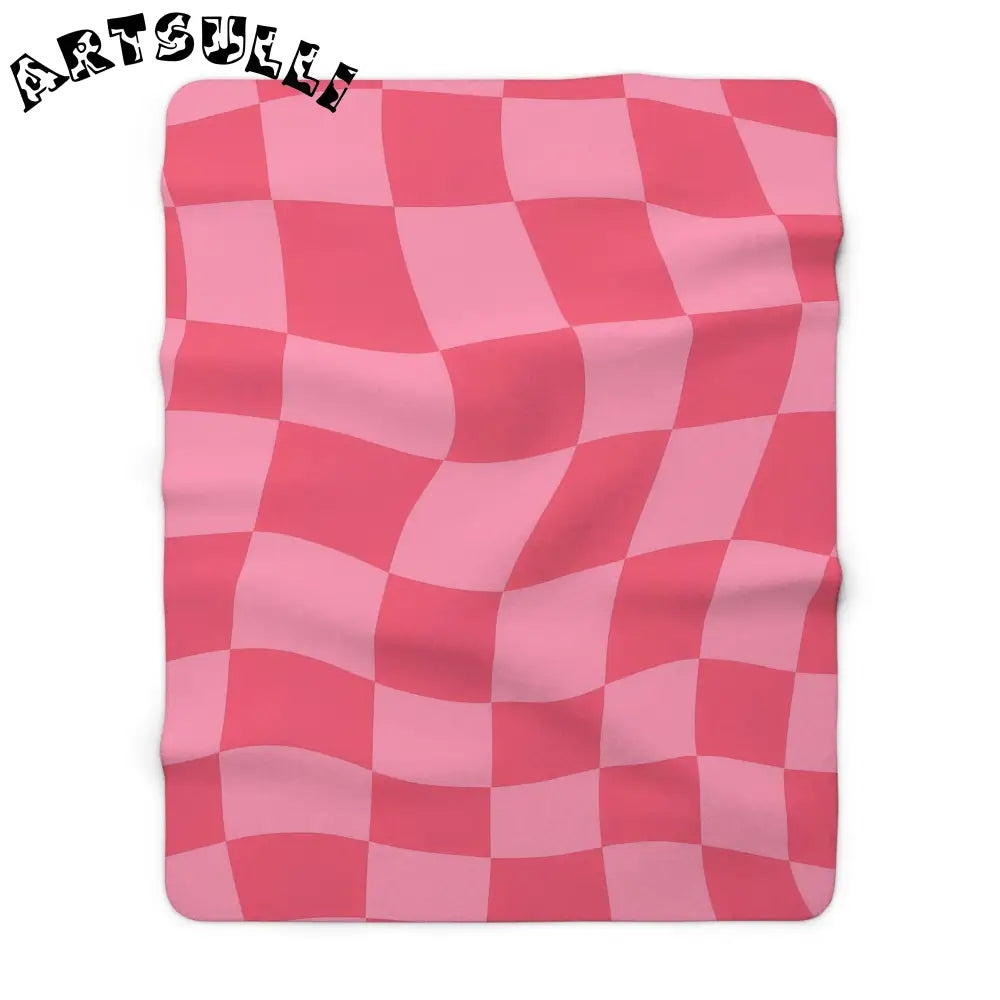 JAKKOUTTHEBXX Race Track Women Checkerboard Hot Pink Sherpa Fleece