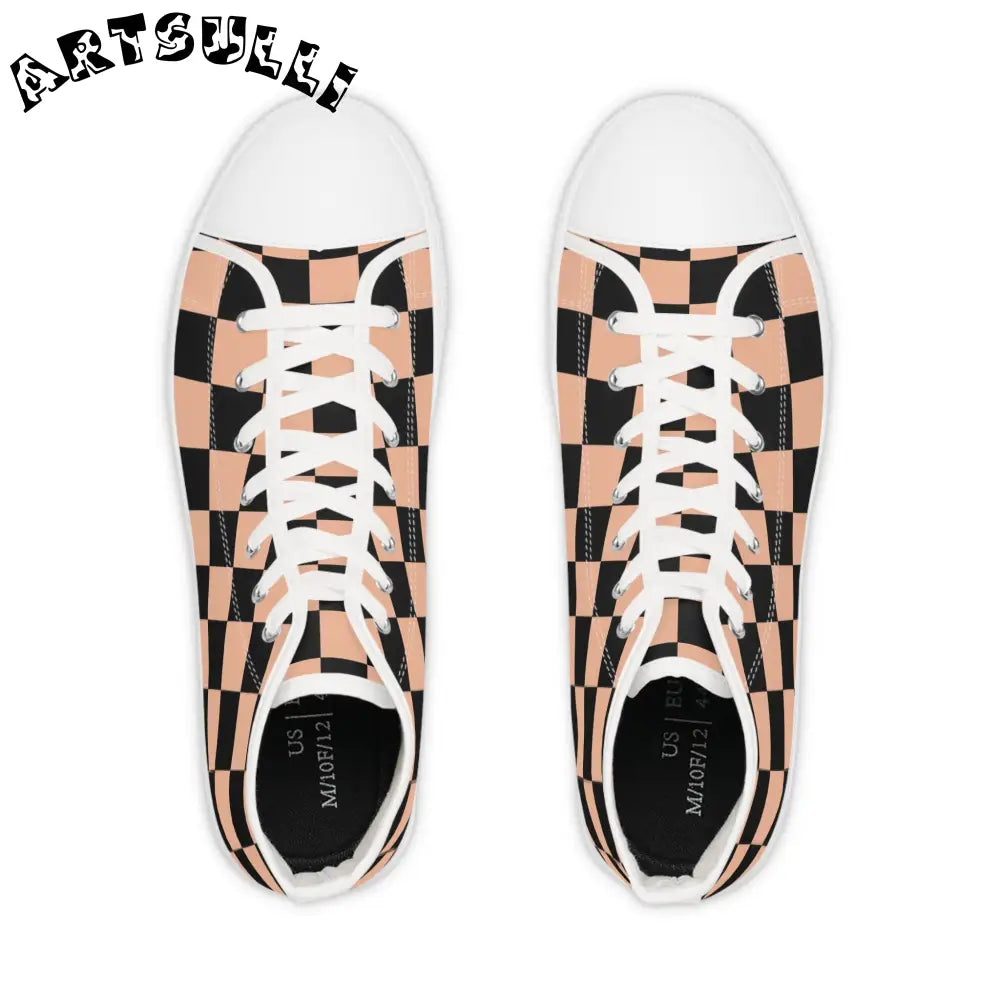 JAKKOUTTHEBXX Checkerboard Soft Orange and Black Men’s High Top