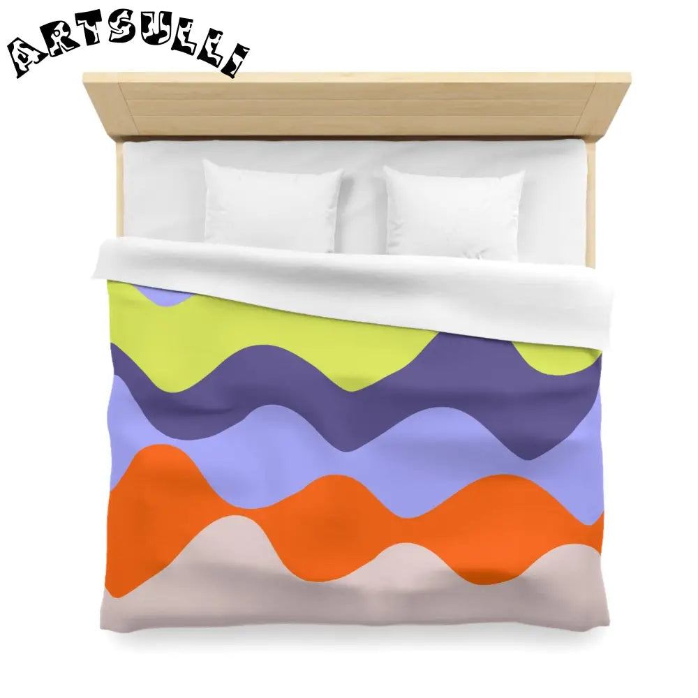 JAKKOUTTHEBXX Waves Red and Blue Microfiber Duvet Cover