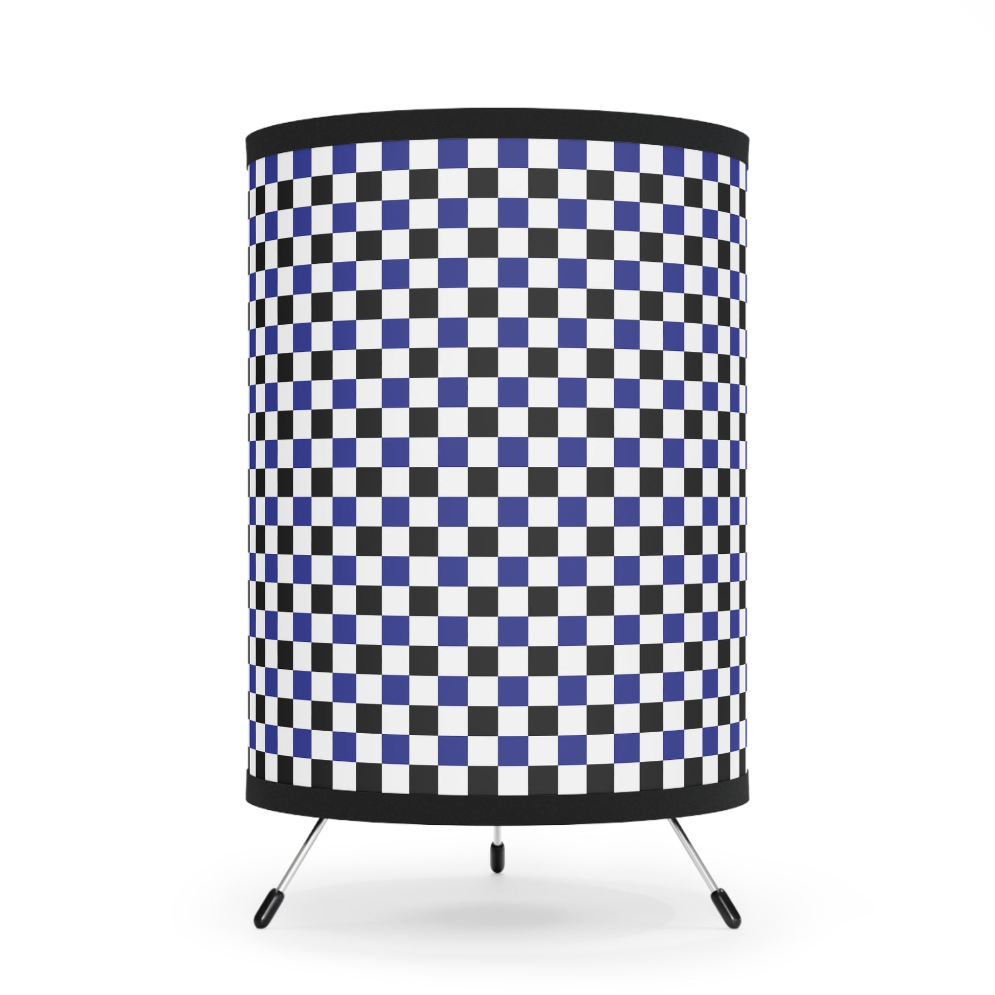 Checkerboard Blue White and Black Tripod Lamp with High-Res Printed Shade, US\CA plug, Artsulli - Art is Long, Life is Short, Home Decor, Size, One size, Color, Black, , , 86934087413028375030