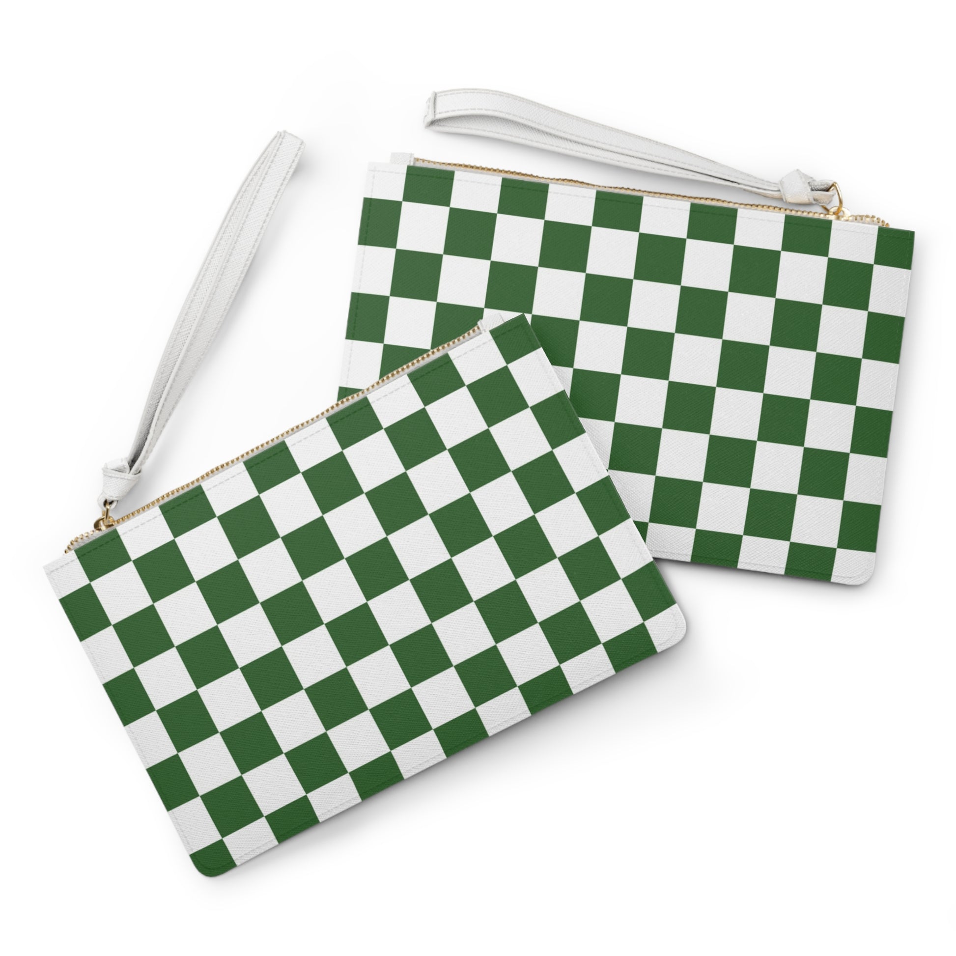 Checkerboard White and Dark Green Clutch Bag, Artsulli - Art is Long, Life is Short, Bags, , , , , , , 