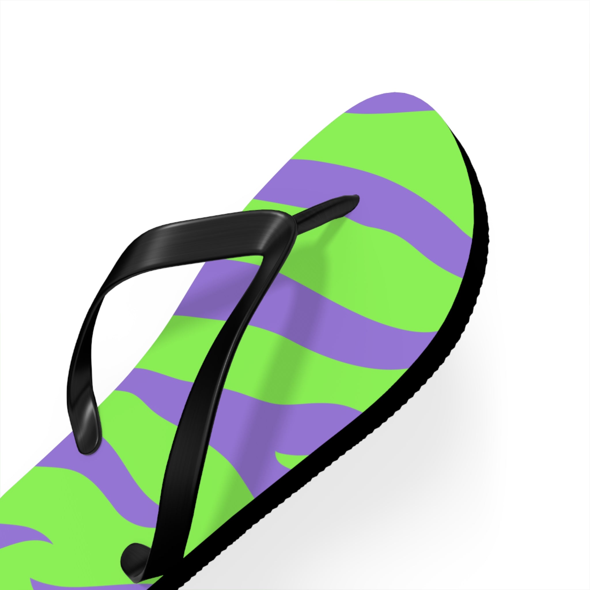 Tyrannosaurus Print Green and Purple Flip Flops, Artsulli - Art is Long, Life is Short, Shoes, , , , , , , 