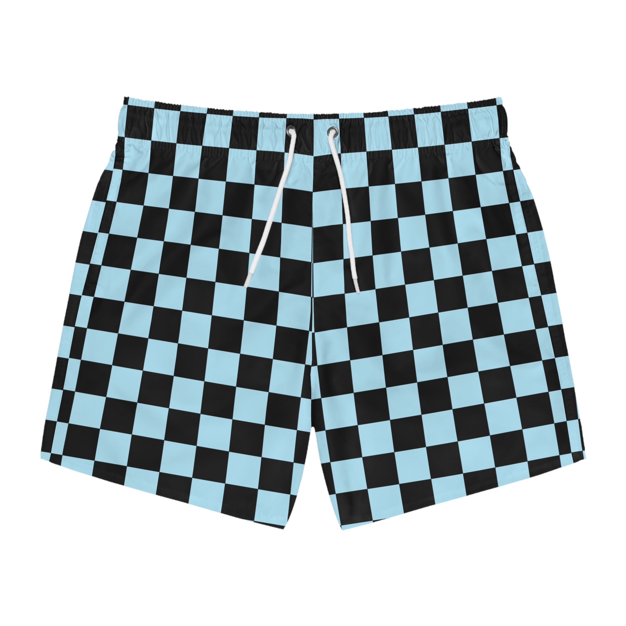 Checkerboard Black and Blue Swim Trunks (AOP), Artsulli - Art is Long, Life is Short, All Over Prints, Size, XS, Color, Seam thread color automatically matched to design, , , 20990623689825833509