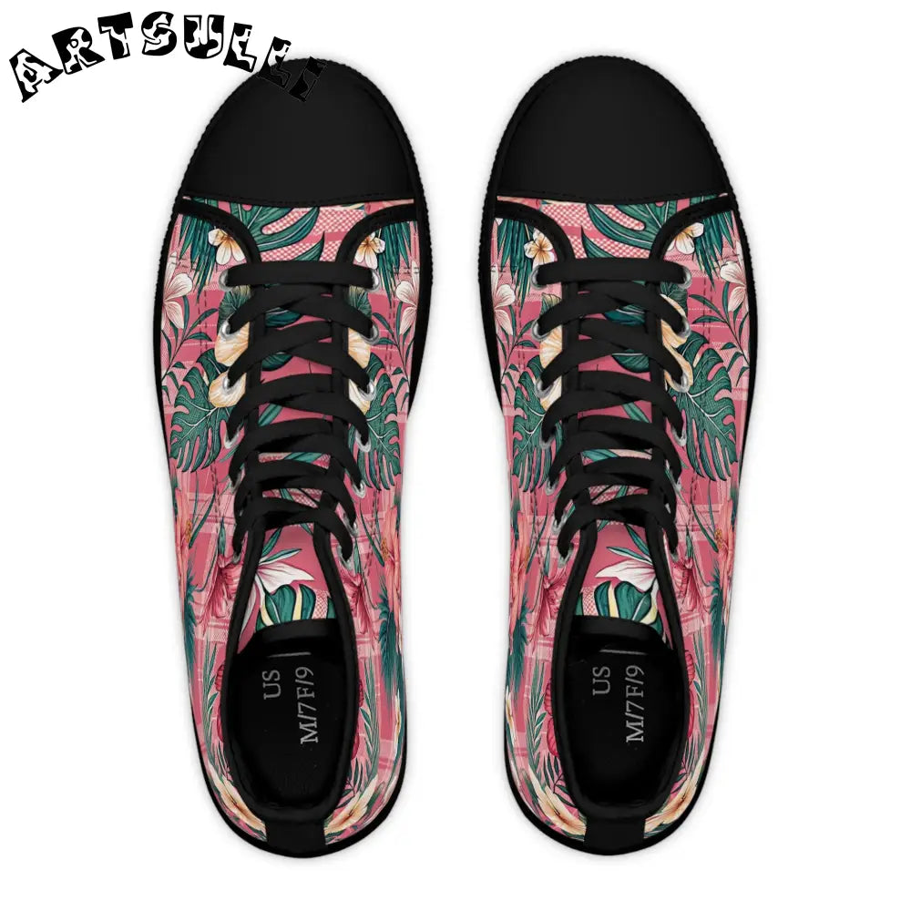 JAKKOUTTHEBXX Plaid x Floral III Pink and Green Women’s High Top