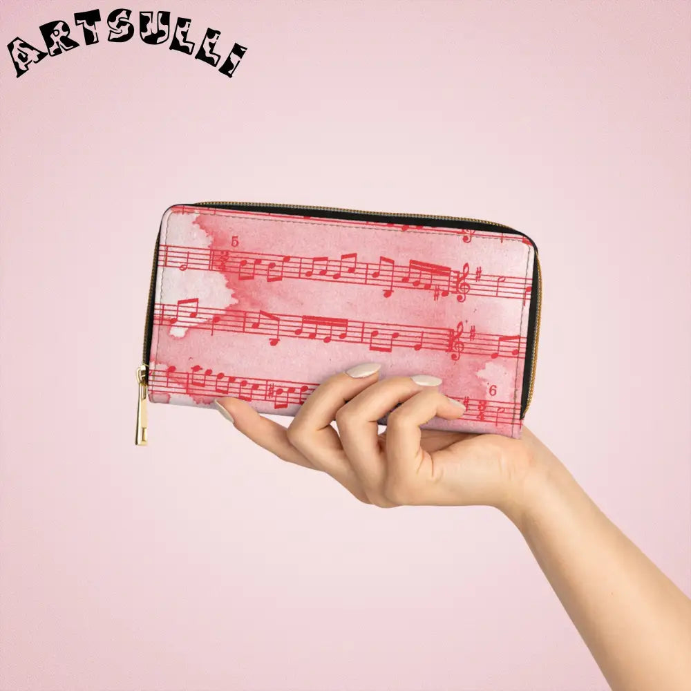 JAKKOUTTHEBXX Pink Music Notes Credit Cards Wallet 2025
