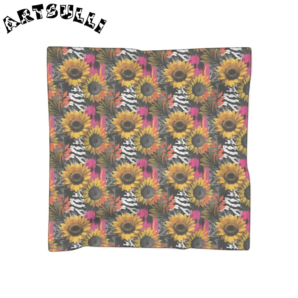 Zebra Stripes x Sunflowers Multi-Color Poly Scarf, Artsulli - Art is Long, Life is Short, Accessories, Color, Poly chiffon, Size, 25" × 25", , , 19665768174244170476