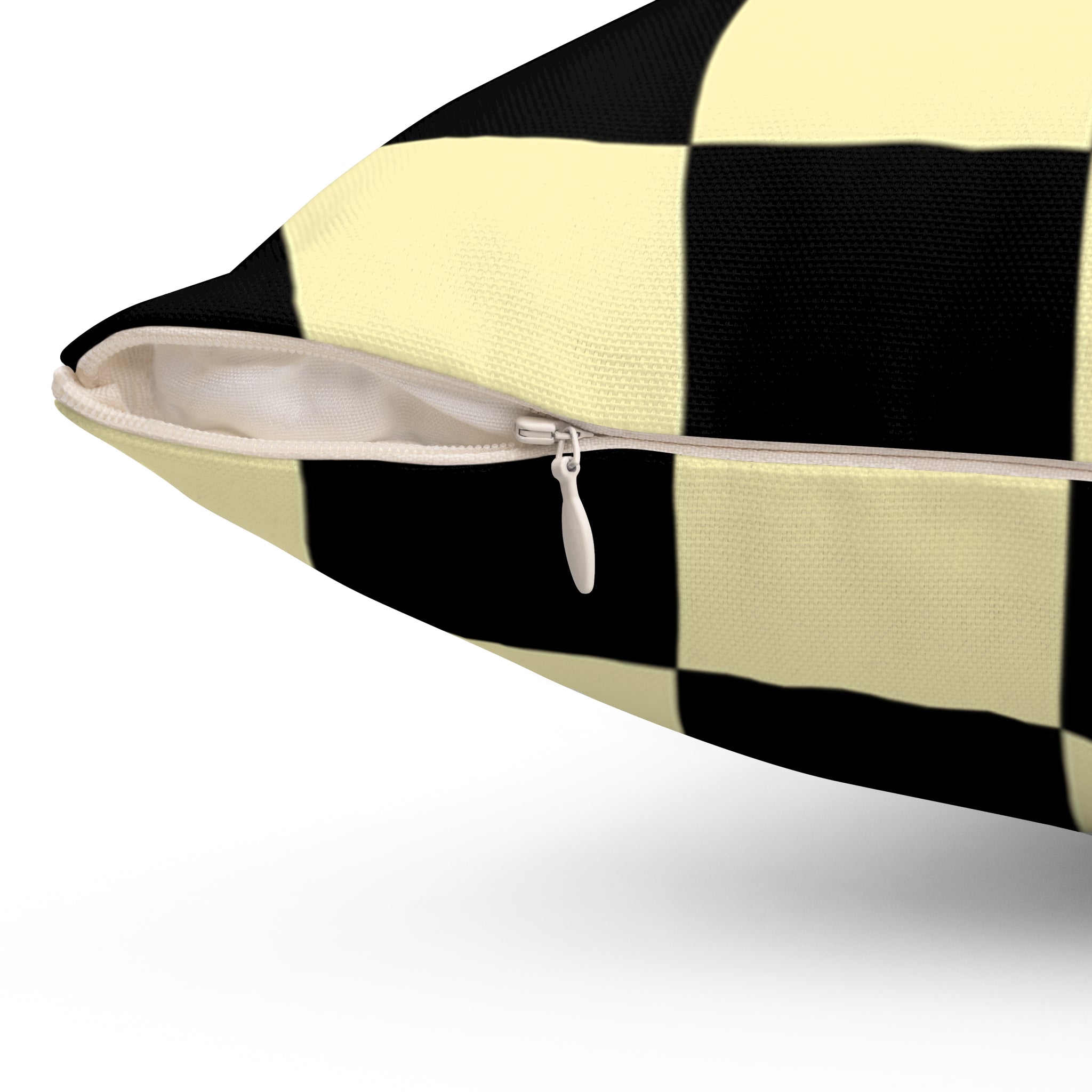 Checkerboard Black and Yellow Spun Polyester Square Pillow, Artsulli - Art is Long, Life is Short, Home Decor, , , , , , , 