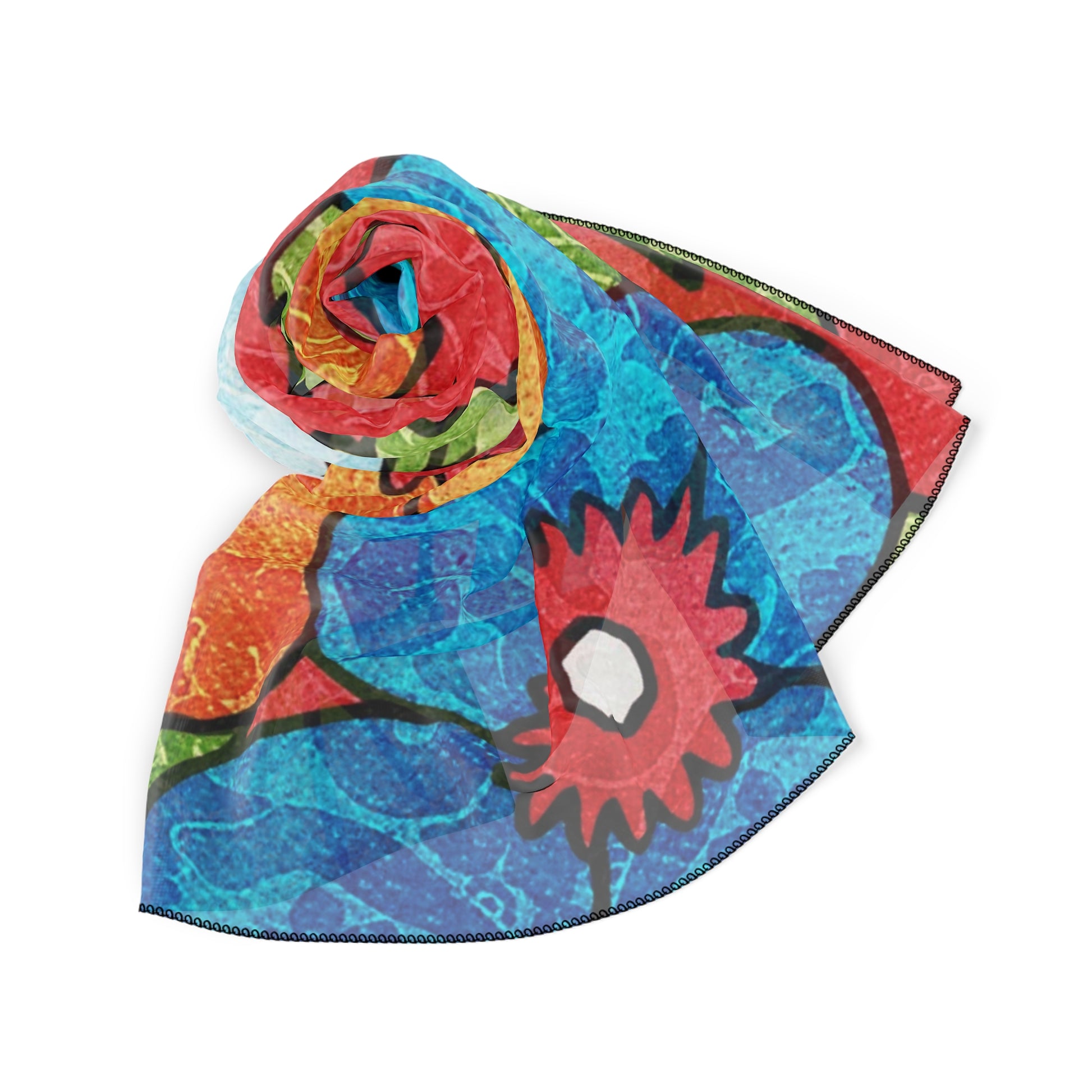 Groovy Red Floral Kl Poly Scarf, Artsulli - Art is Long, Life is Short, Accessories, , , , , , , 